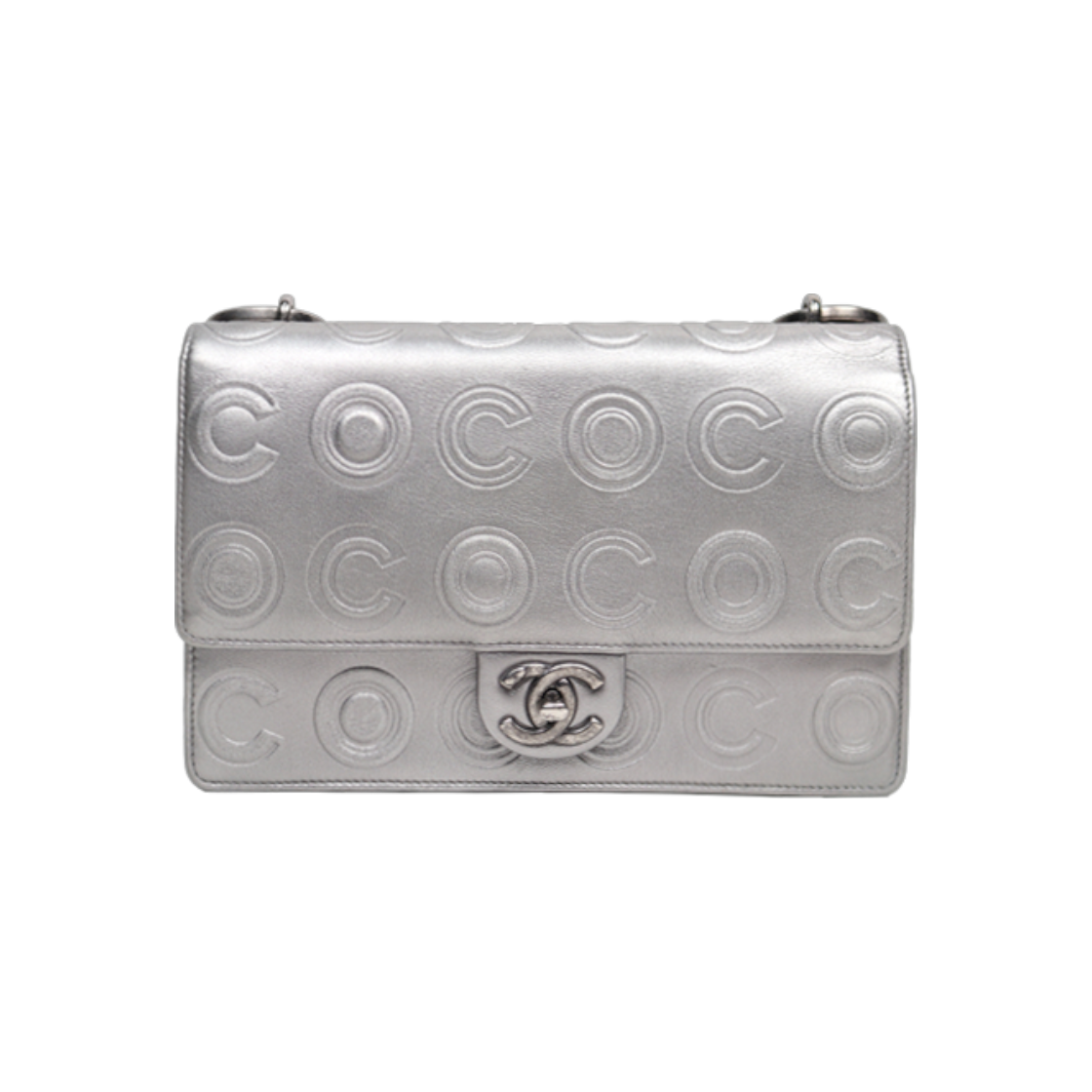 ITVBERHNJDEO Chanel Silver CC Embossed Chain Shoulder Bag