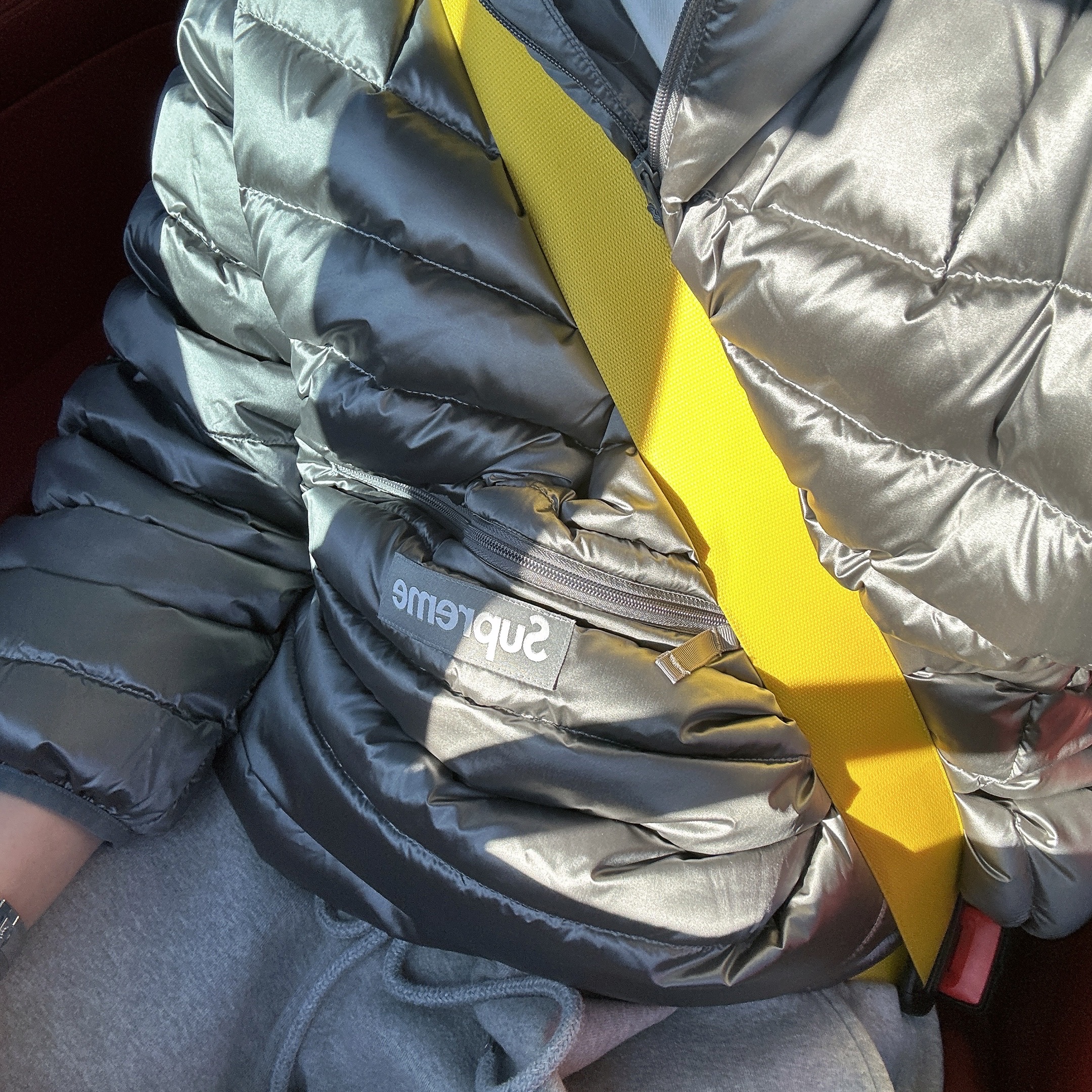 Supreme Micro Down Half Zip Hooded Pullover Silver - 25FW 착용 스타일 - 2