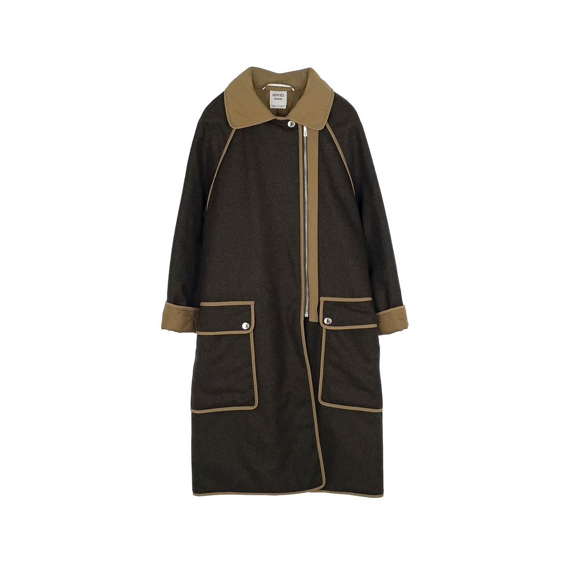 IT8LJGWK2CLP Hermes Quilted Collar Wool Coat 36 Bertruden (5HA1074)