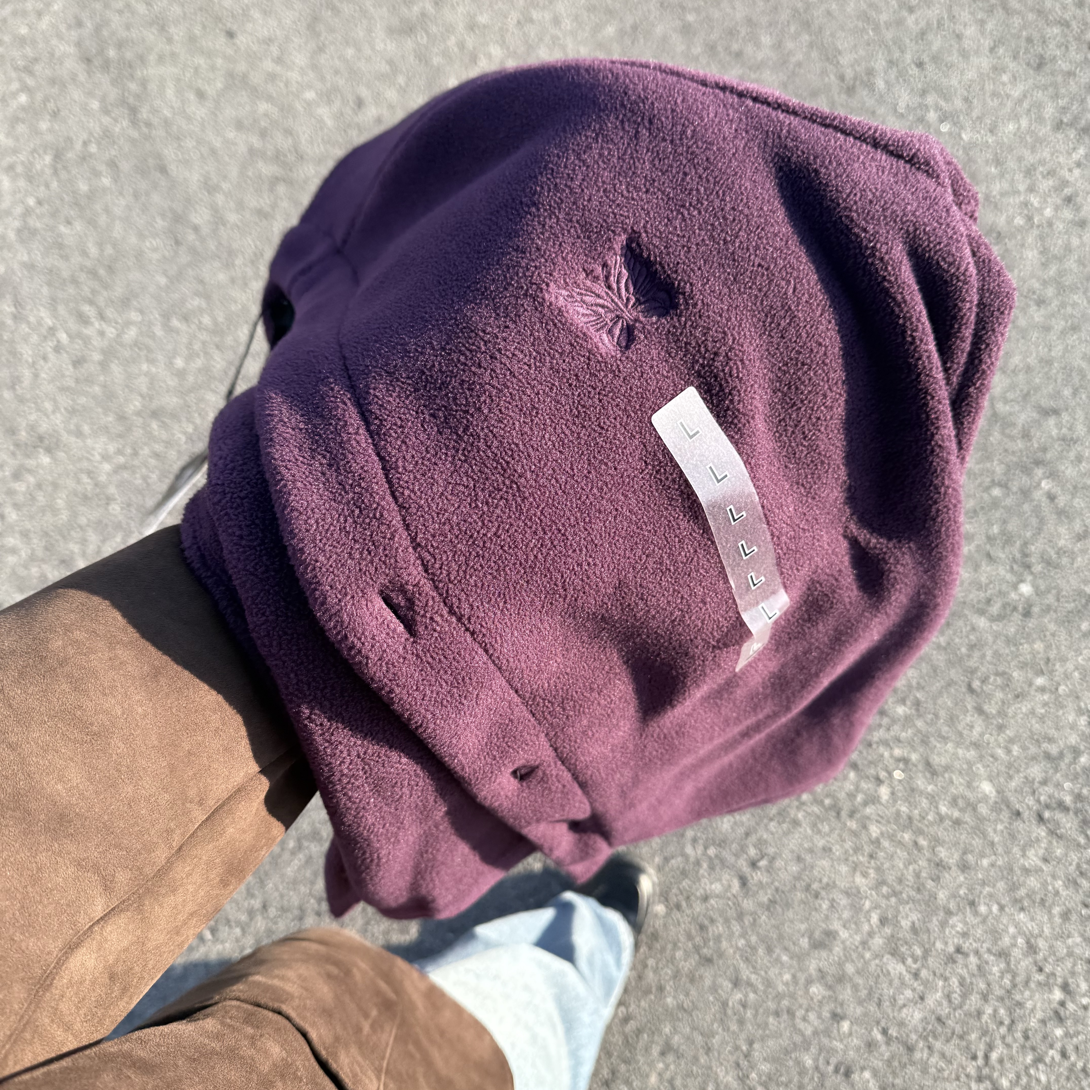 Uniqlo x Needles Fleece Oversized Cardigan Purple - KR 착용 스타일