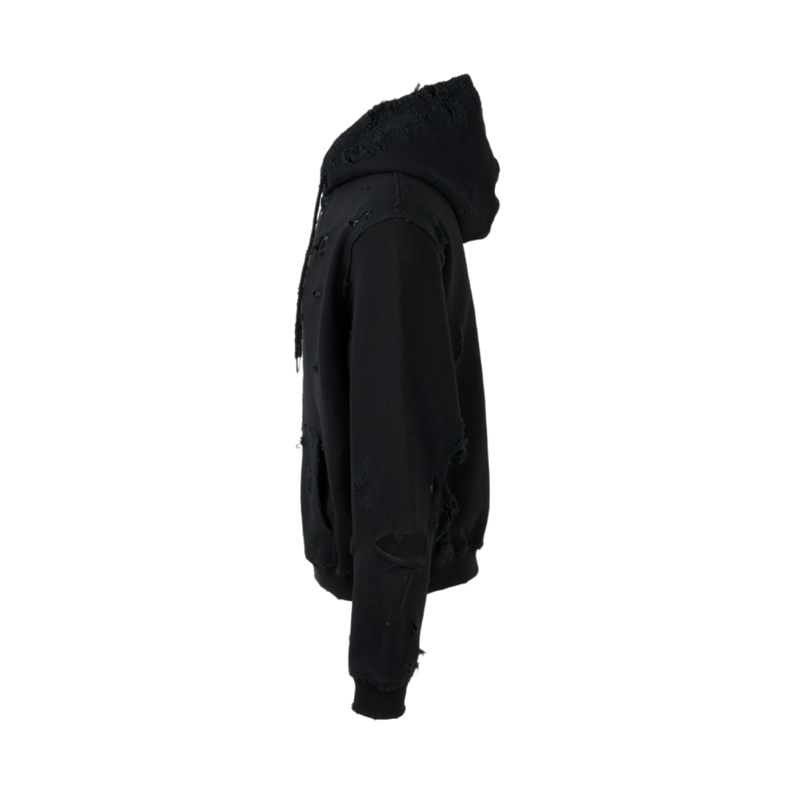 에모스탠스클럽 디스트레스드 후드 집업 블랙(emostanceclub Distressed Hoodie Zip-Up Black) - 2