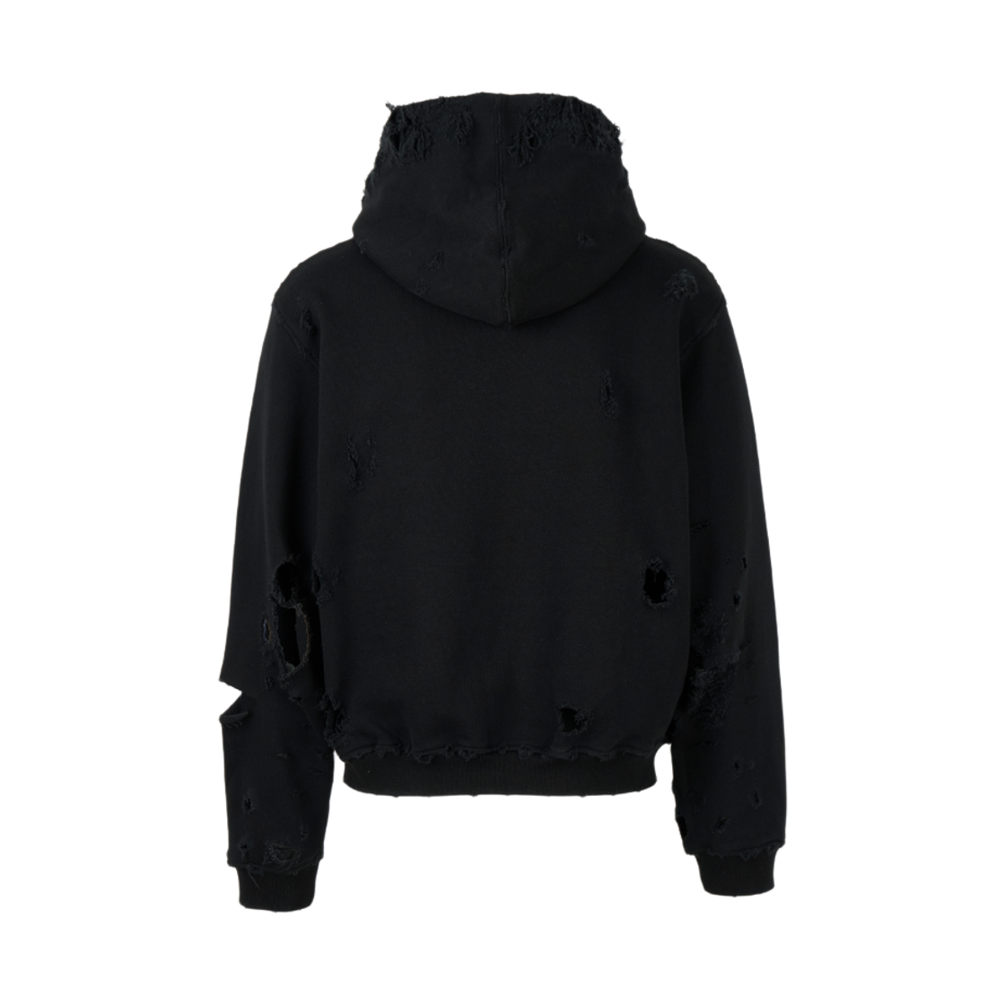 에모스탠스클럽 디스트레스드 후드 집업 블랙(emostanceclub Distressed Hoodie Zip-Up Black) - 3