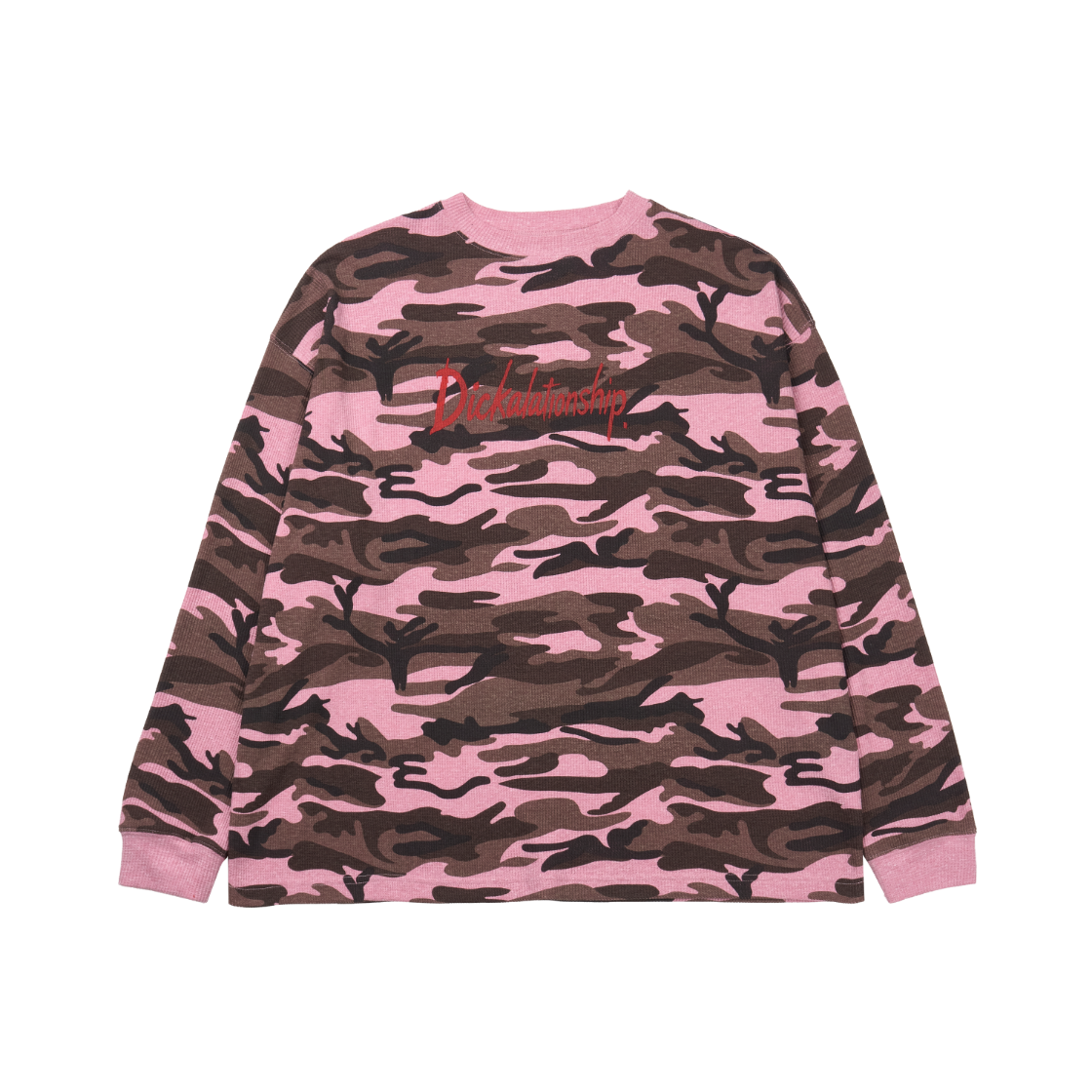 emostanceclub-0007 emostanceclub Camouflage Waffle Long Sleeve T-Shirt Pink