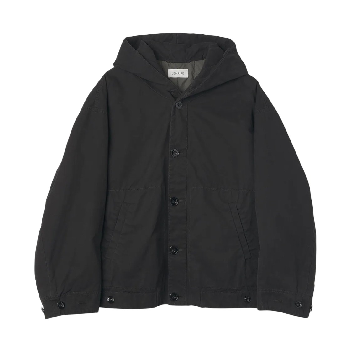 OW408-LF798-999 (W) Lemaire Hooded Jacket Black