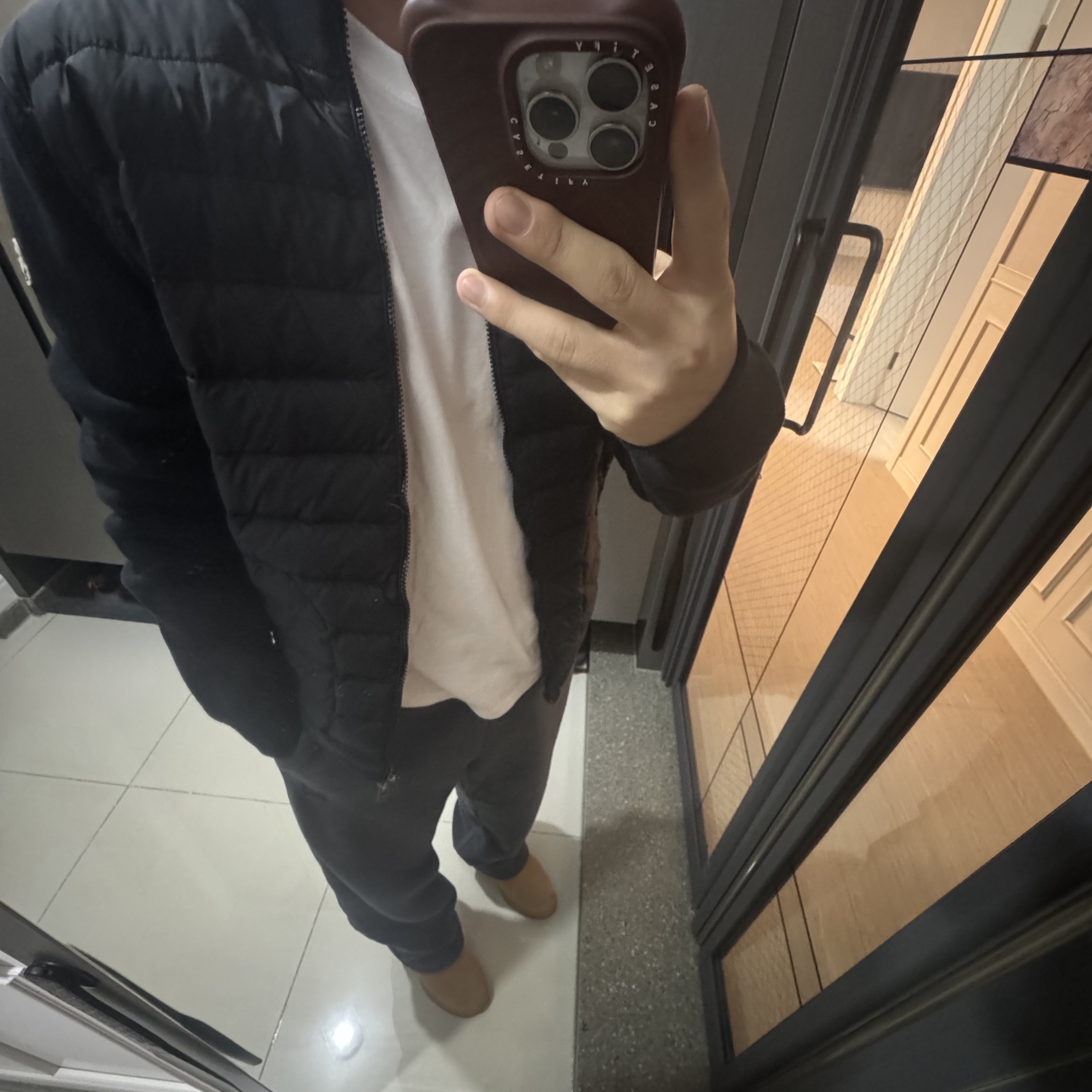 Timberland Premium 6 inch Waterproof Boot Wheat Nubuck - Wide, Moncler Padded Zip Up Cardigan Black - 25FW 착용 스타일