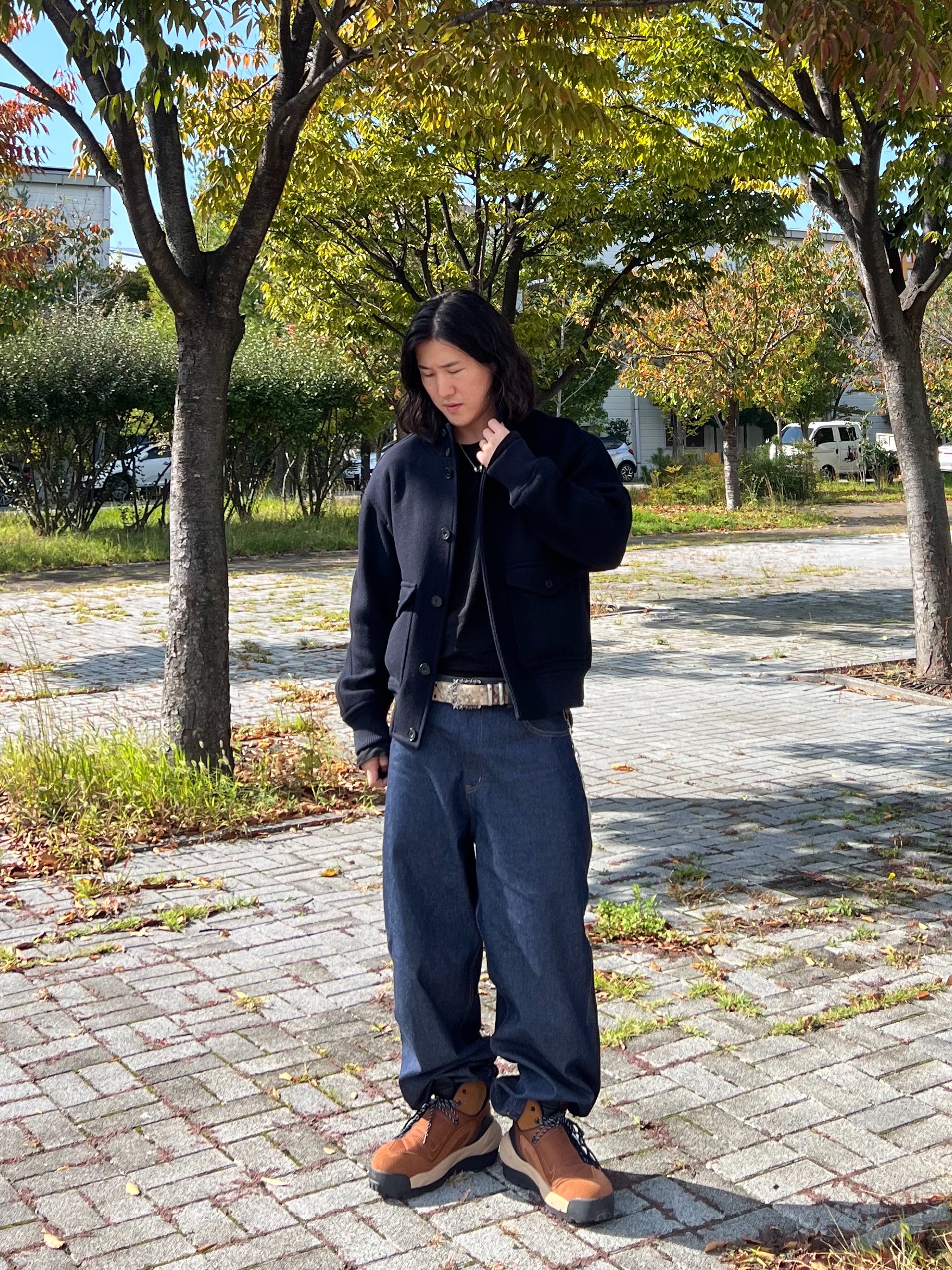 Nike x Sacai Magmascape SP Pecan 착용 스타일 - 3
