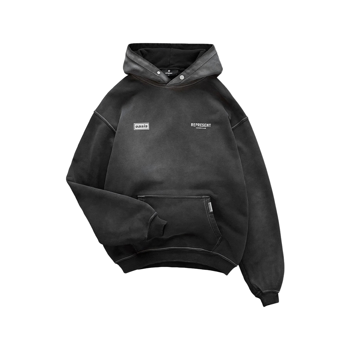 KM5DTSHRP08BK Represent Oasis Owners Club Hoodie Stained Black - 25FW