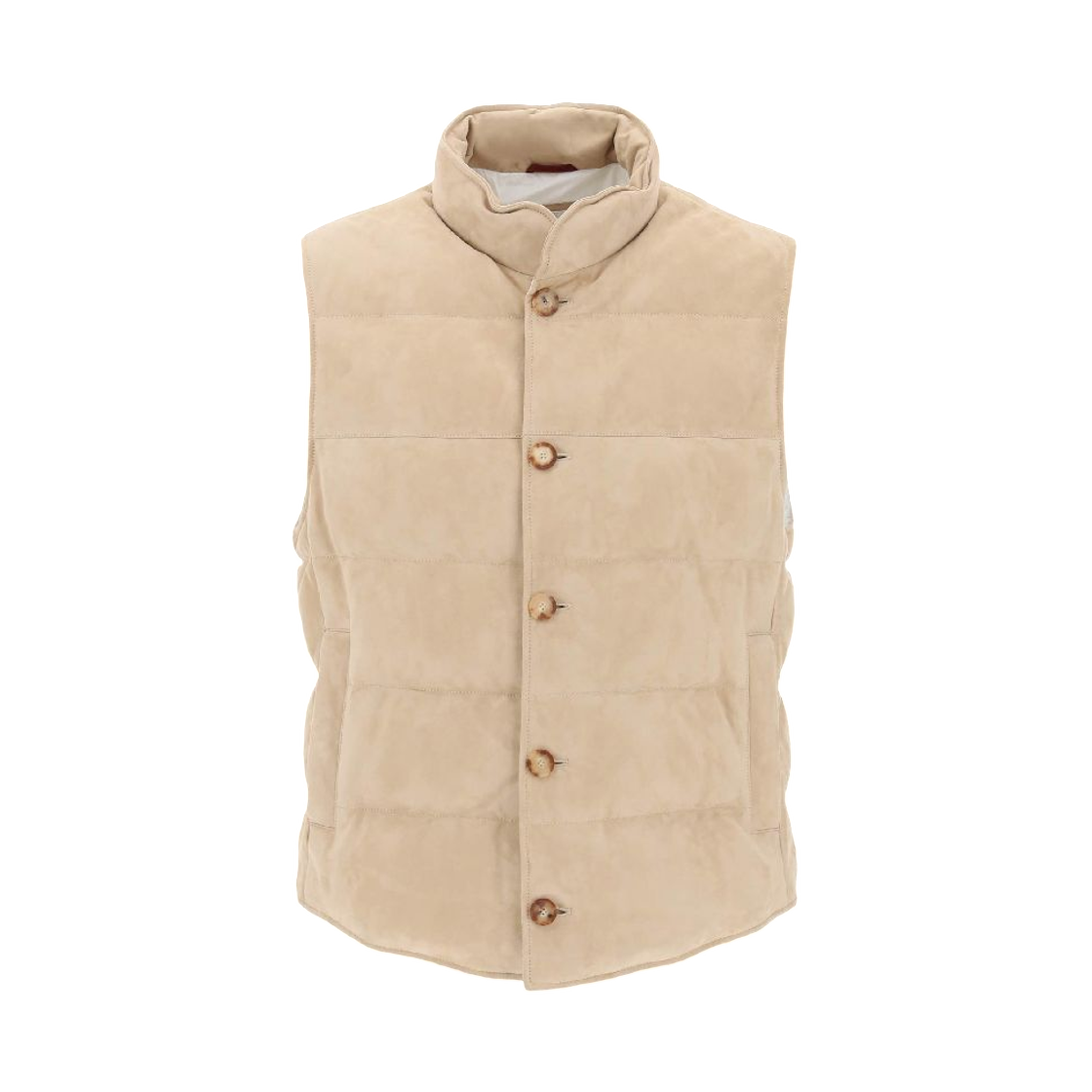 브루넬로 쿠치넬리 퀼티드 스웨이드 구스 다운 베스트 베이지(Brunello Cucinelli Quilted Suede Goose Down Vest Beige)
