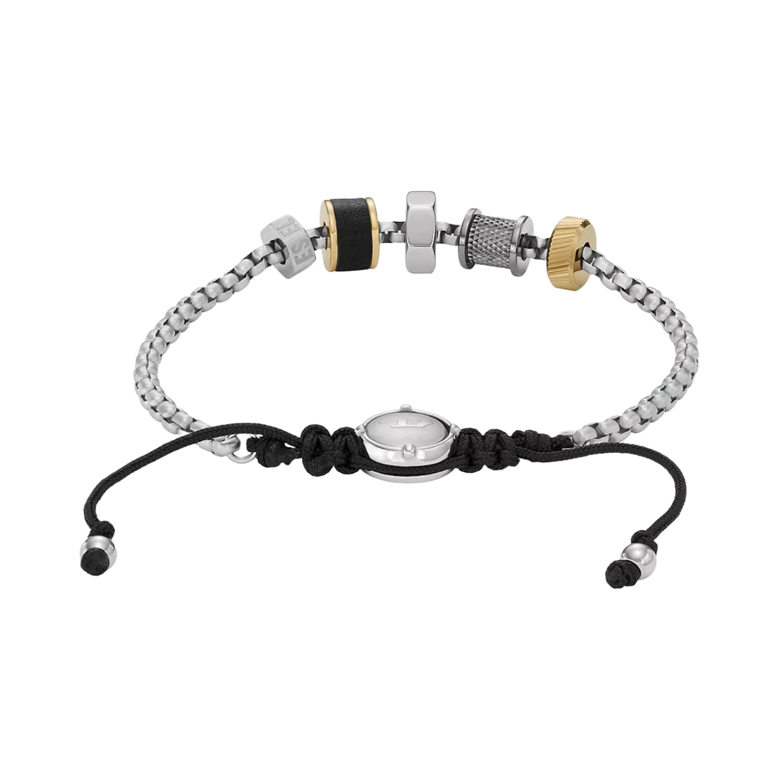 디젤 Dx1392040 스테인리스 스틸 체인 브레이슬릿 실버 블랙(Diesel Dx1392040 Stainless Steel Chain Bracelet Silver Black) - 2