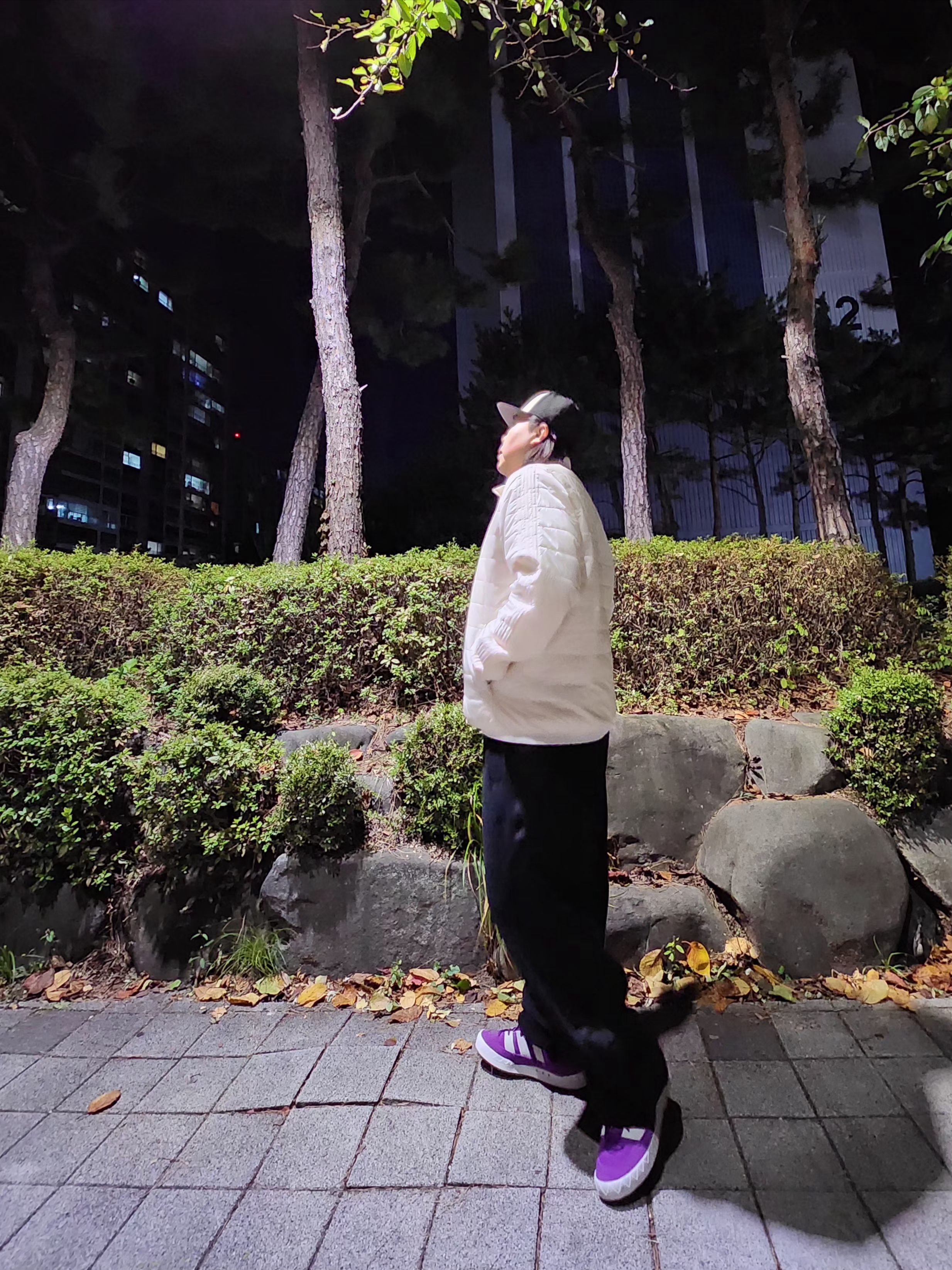 Adidas x Atmos Adimatic Glory Purple, Uniqlo x Needles Fleece Wide Pants Longer Length Black - KR 착용 스타일