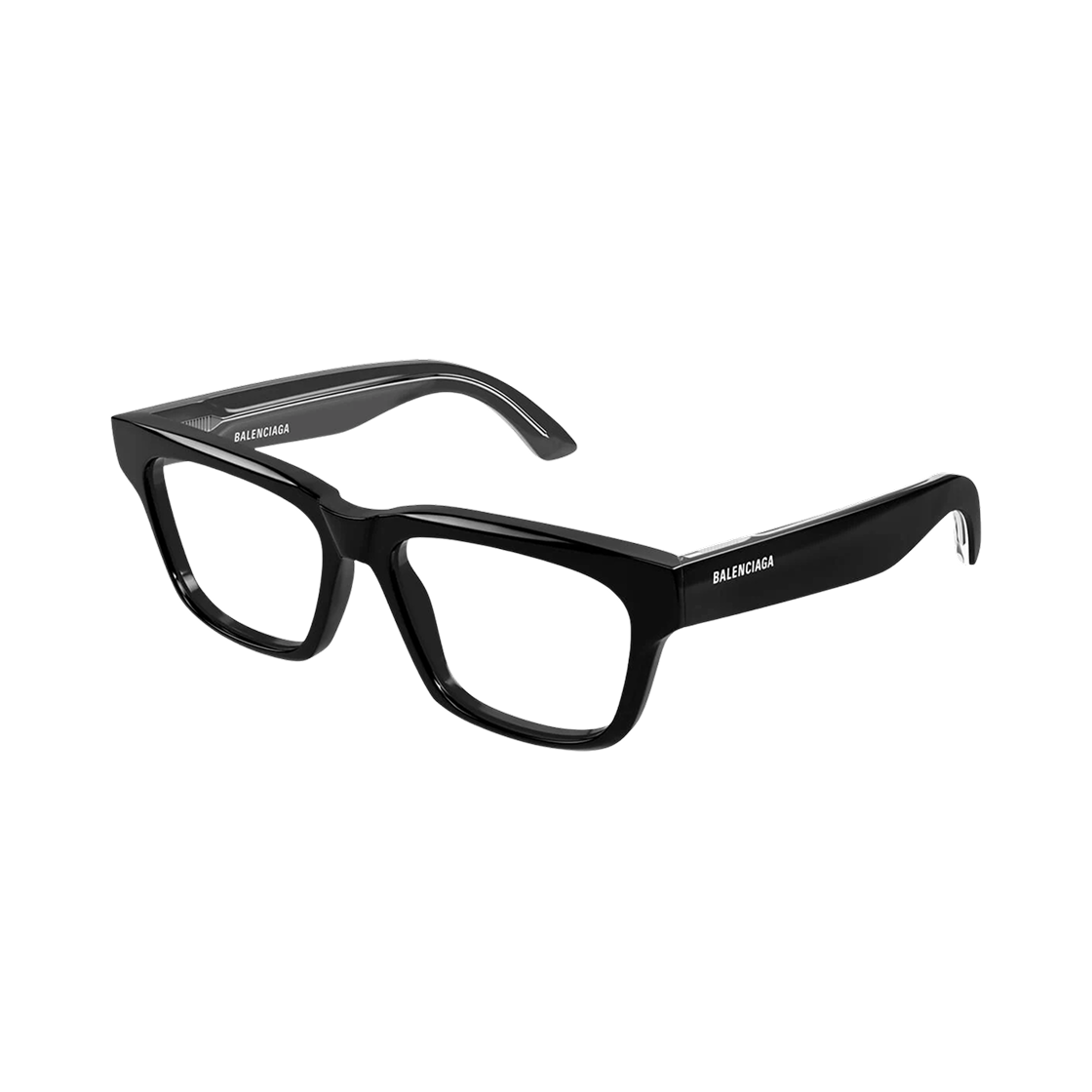 BB0343O001 Balenciaga Logo Temple Square Eyeglasses Black