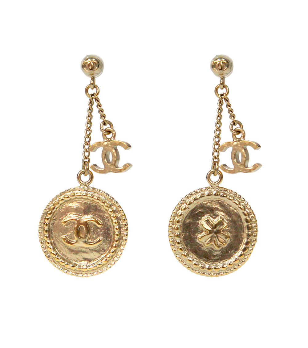 샤넬 클로버 CC 드롭 골드 귀걸이 A-B37733(Chanel Clover CC Drop Gold Earrings A-B37733) - 1