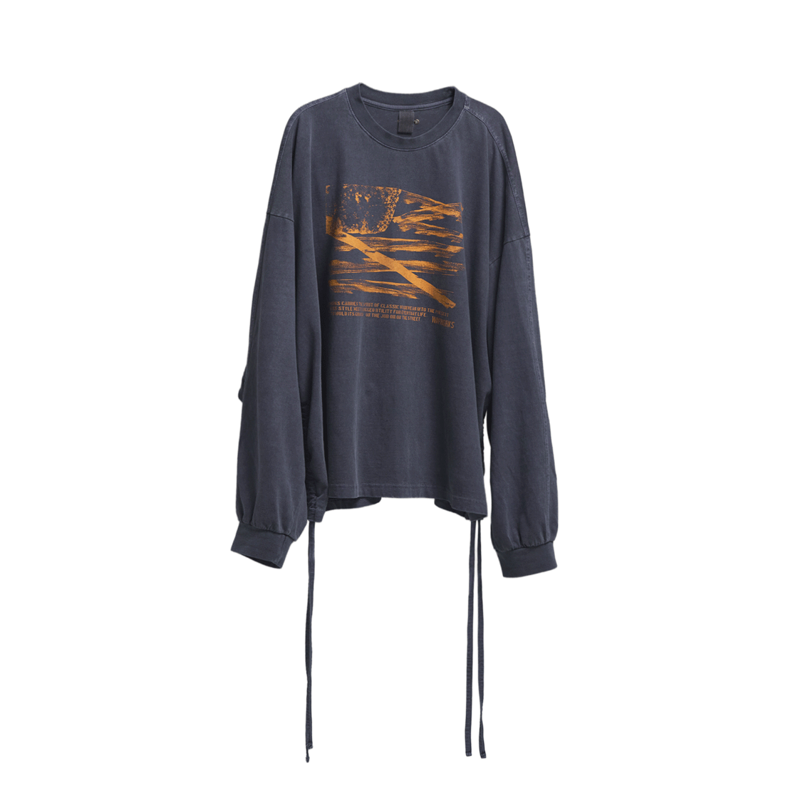 왑웍스 더블유피 밀리터리 셔링크롭 크루넥 네이비(Wapworks Wp Military Shirring Crop Crewneck Navy)
