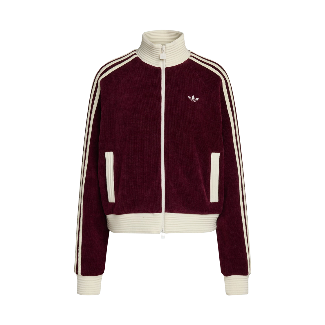 (W) 아디다스 벨루어 니트 트랙 탑 마룬 - KR 사이즈((W) Adidas Velour Knit Track Top Maroon - KR Sizing)