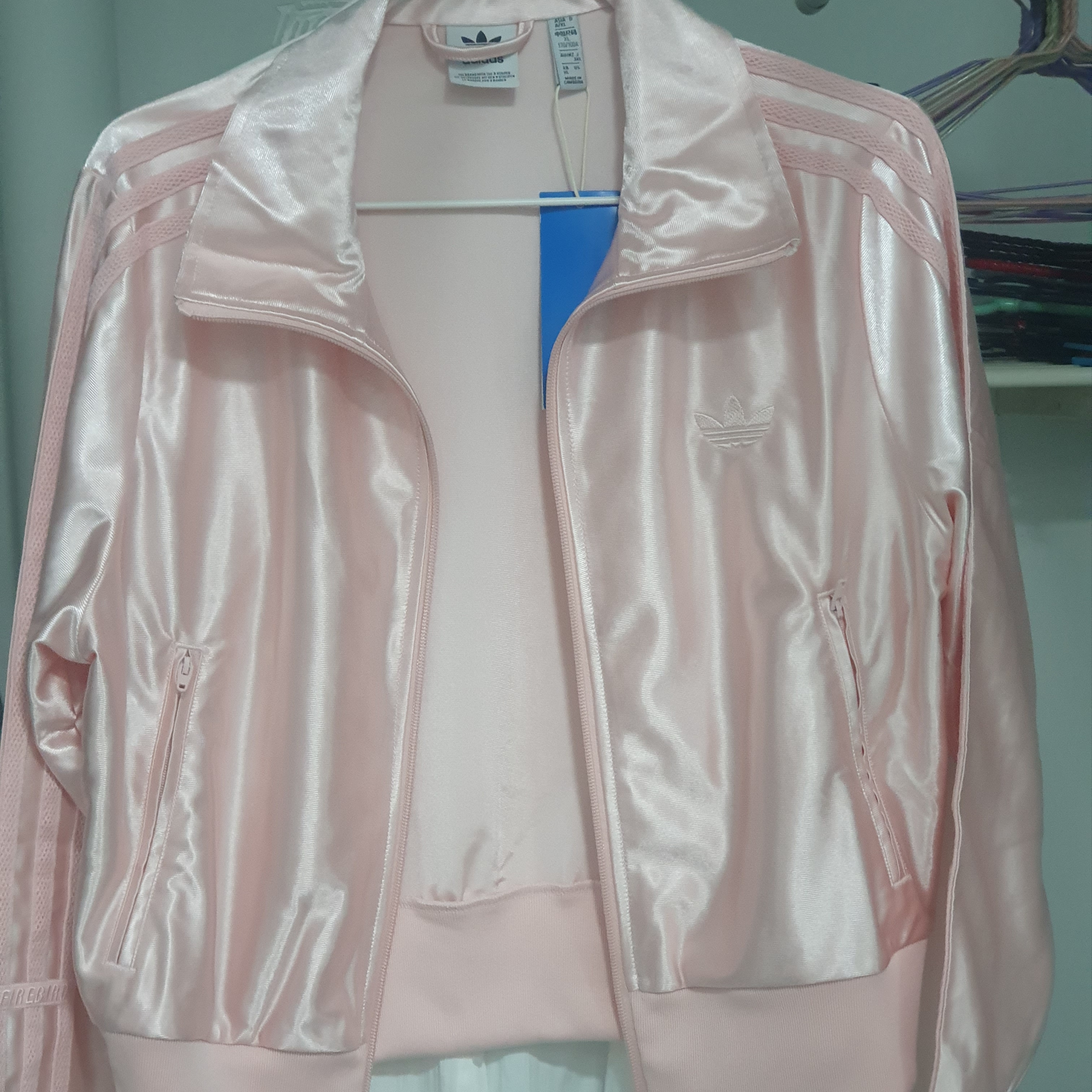 (W) Adidas Firebird Fitted Track Top Sandy Pink - KR Sizing 착용 스타일