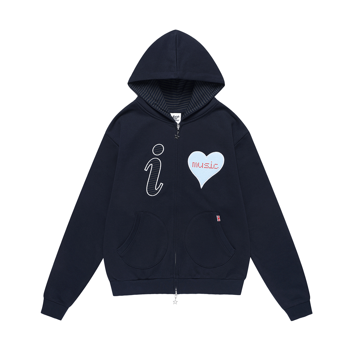 CV2FFUM481ANV CAVISH I Love Music Zip Up Hoodie Navy