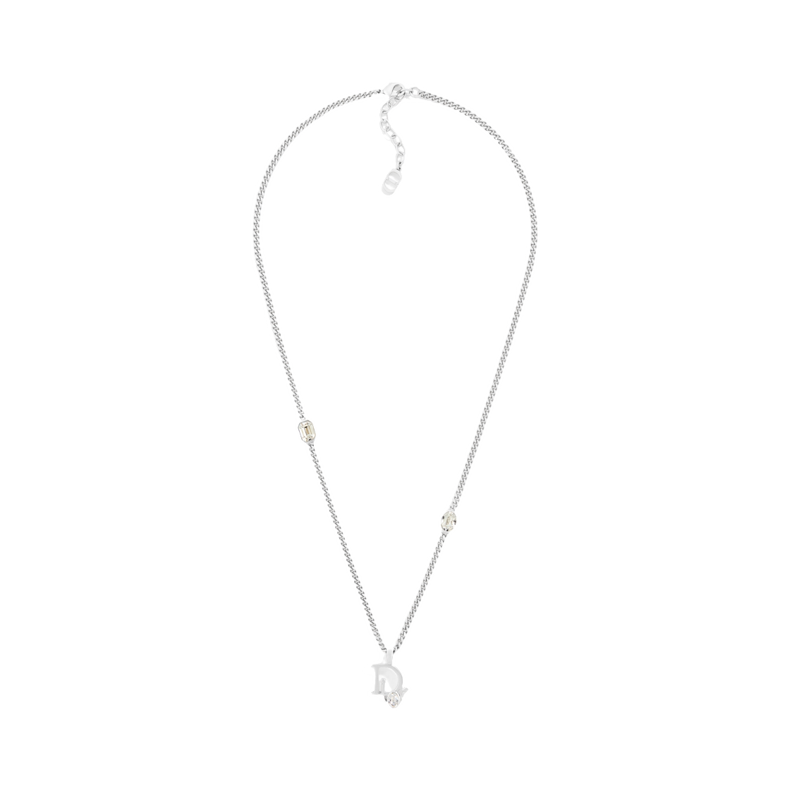디올 스파클 펜던트 네클리스 피니쉬 브래스 화이트 크리스탈 & 레진 실버 화이트 그레이(Dior Sparkle Pendant Necklace Finish Brass with White Crystals & Resin Silver with White Gray)