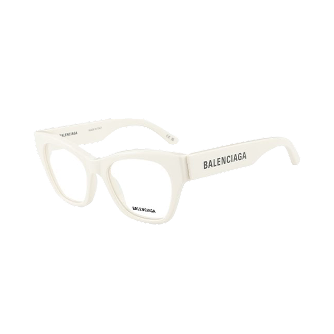 BB0263O003 Balenciaga Logo Temple Cateye Eyeglasses White