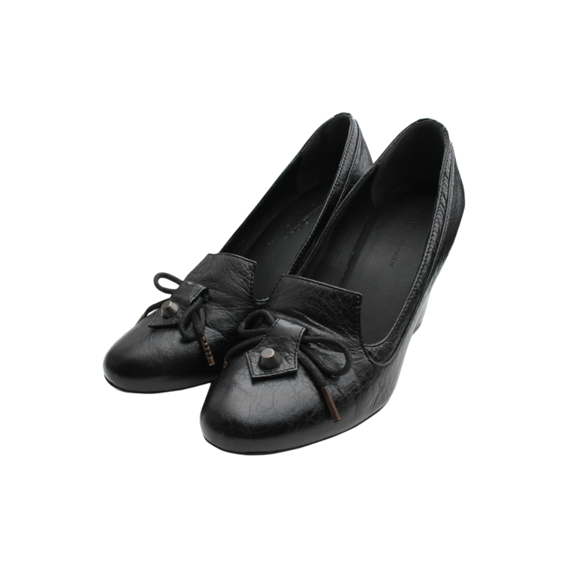 ITLCNHSAMK6R Balenciaga Black Studded Wedge Heels Shoes Size 35