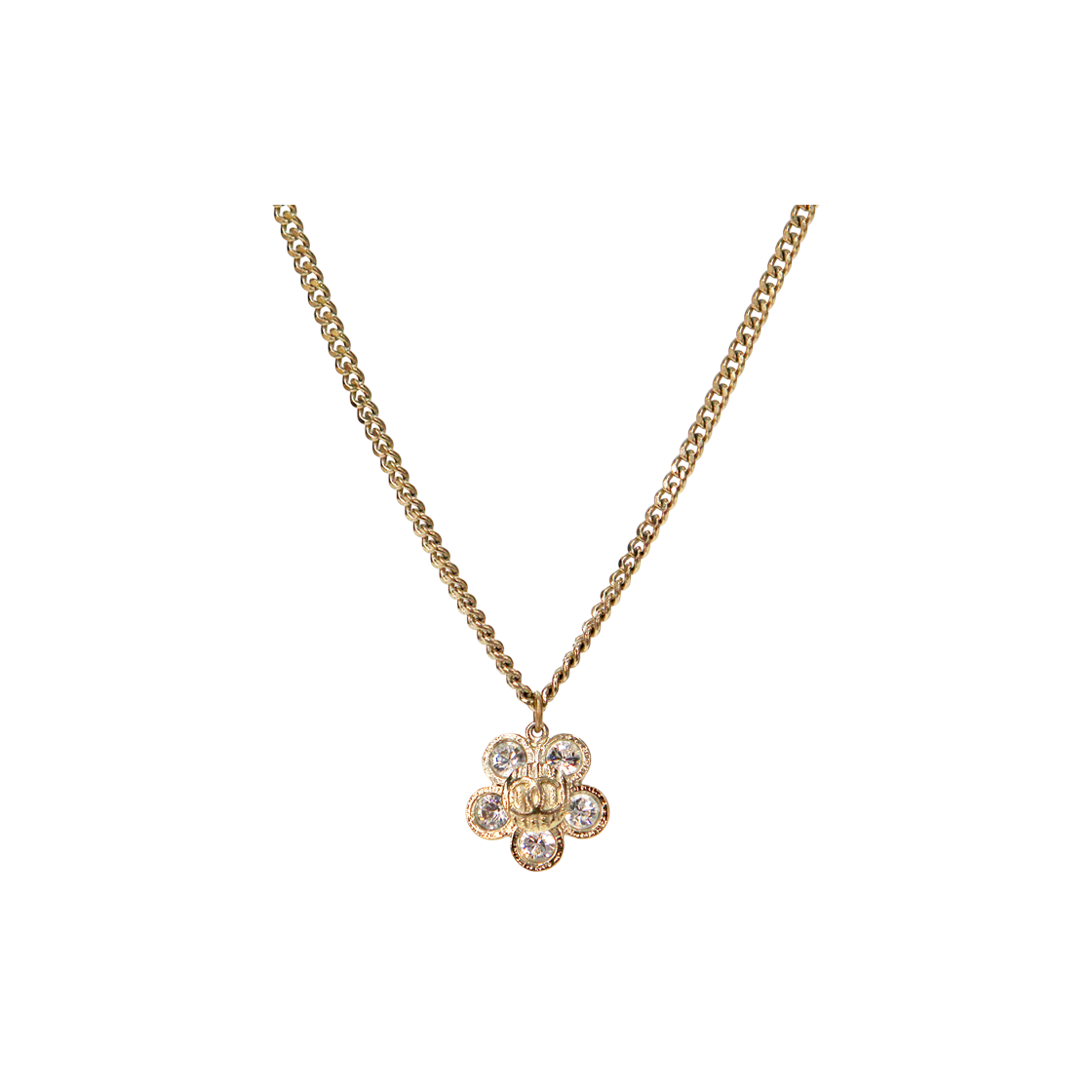 샤넬 큐빅 플라워 CC 골드 목걸이 A-B37730(Chanel Cubic Flower CC Gold Necklace A-B37730)