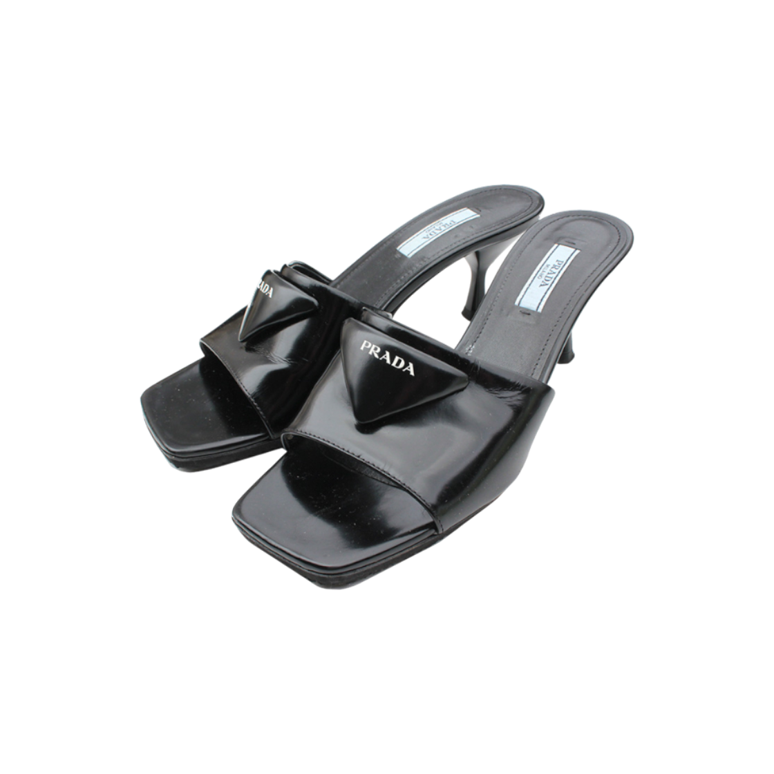 ITORG4HLH6K2 Prada Black Square Mule Slippers Size 36.5