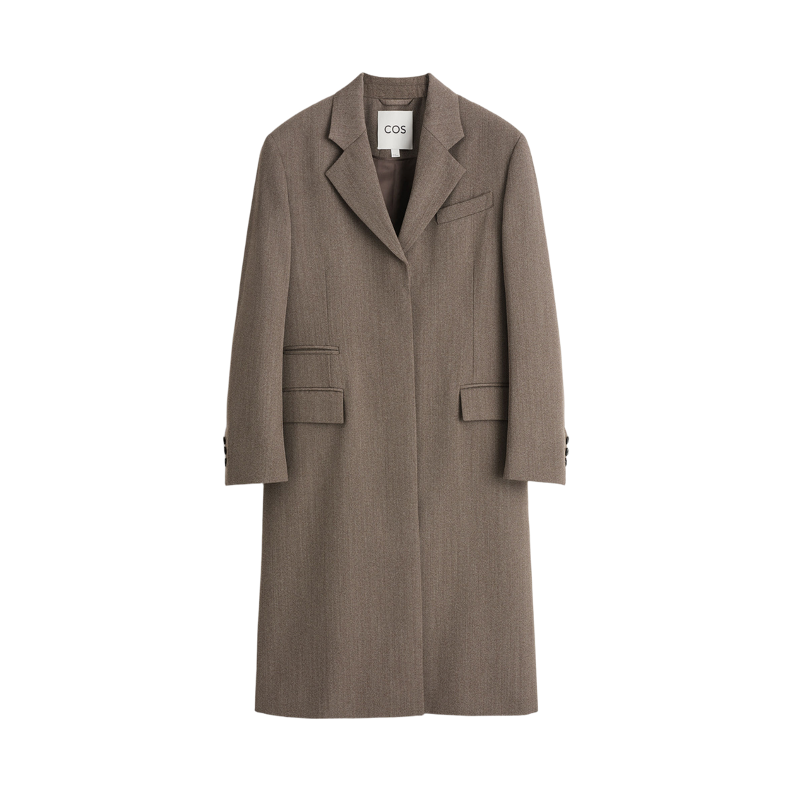 (W) 코스 싱글 브레스티드 울 블렌드 코트 브라운((W) COS Single Breasted Wool Blend Coat Brown) - 1