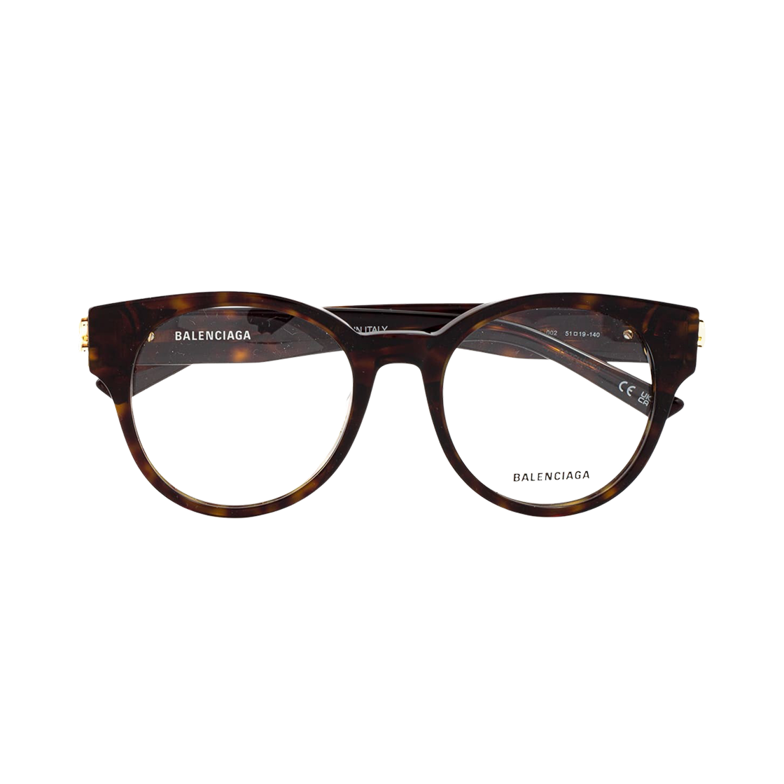 BB0173O002 Balenciaga Round Acetate Eyeglasses Dark Havana