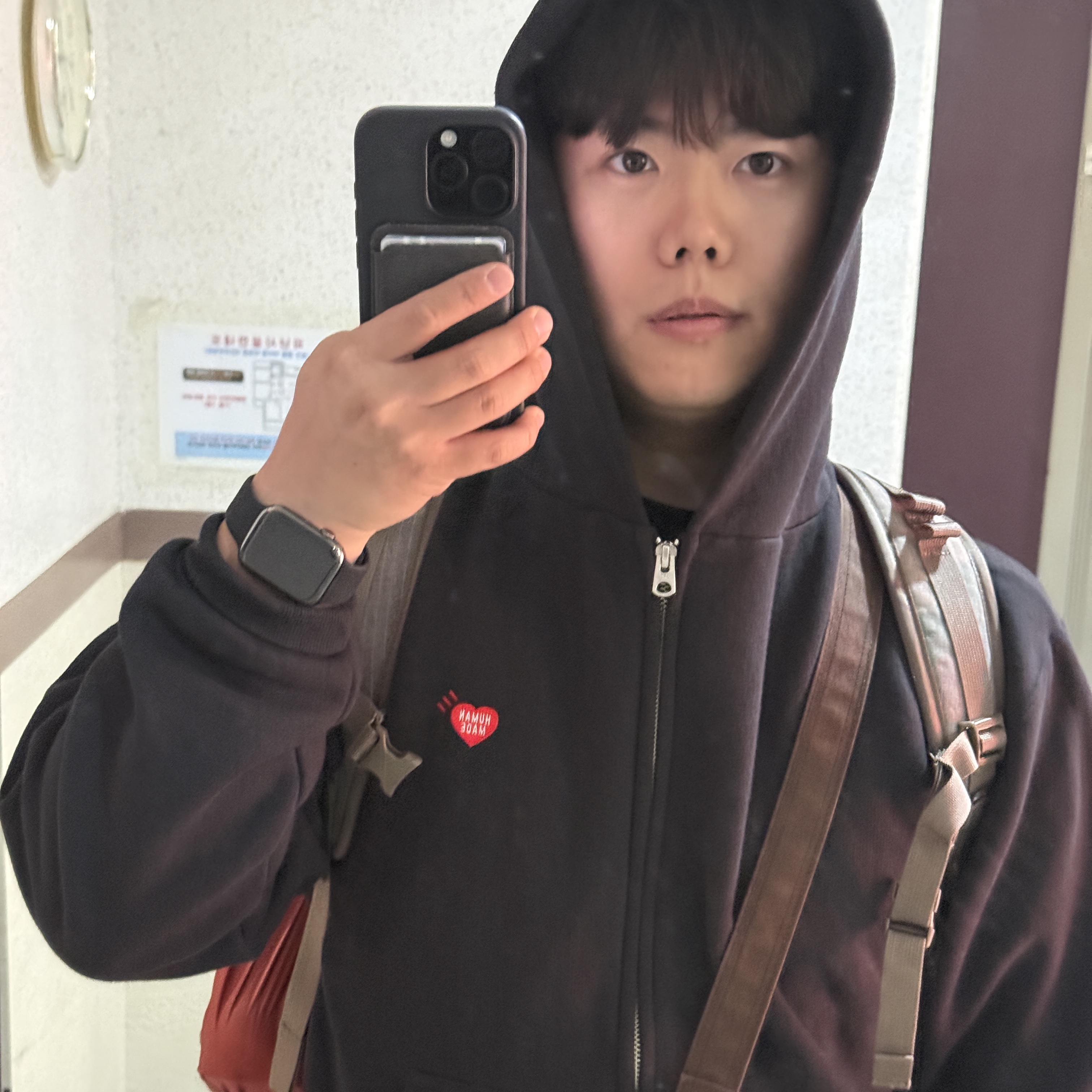 Human Made Classic Zip-Up Sweat Hoodie Black 착용 스타일 - 3