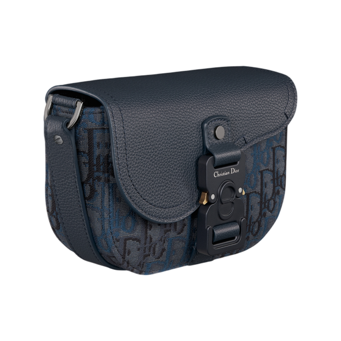 디올 미니 새들 메신저 백 플랩 디올 오블리크 트리오 자카드 & 그레인드 카프스킨 딥 블루 딥 블루(Dior Mini Saddle Messenger Bag with Flap Dior Oblique Trio Jacquard & Grained Calfskin Deep Blue Deep Blue) - 2