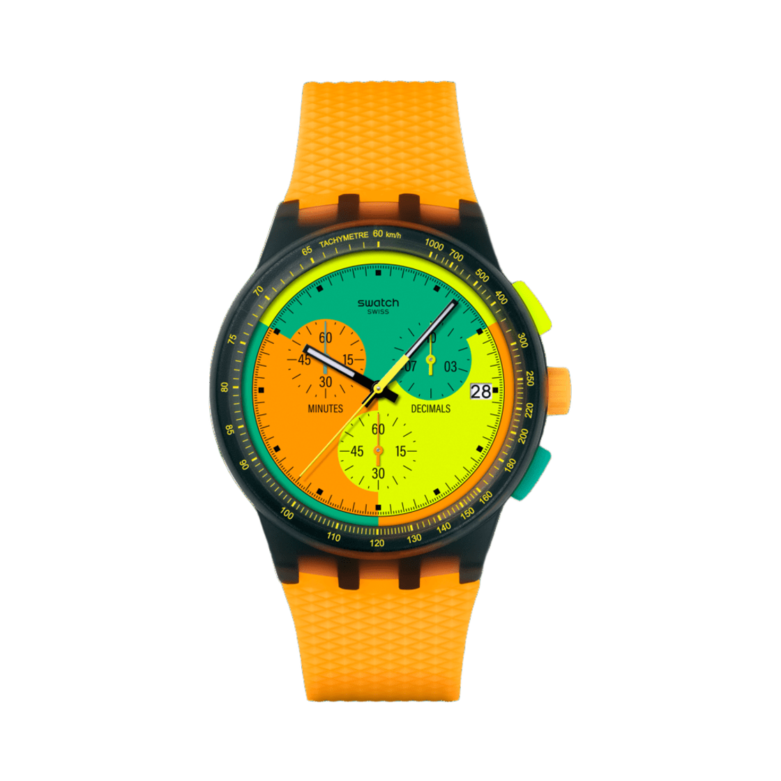 SUSB422 Swatch Neon Signal Flag 42mm Quartz Matte Orange