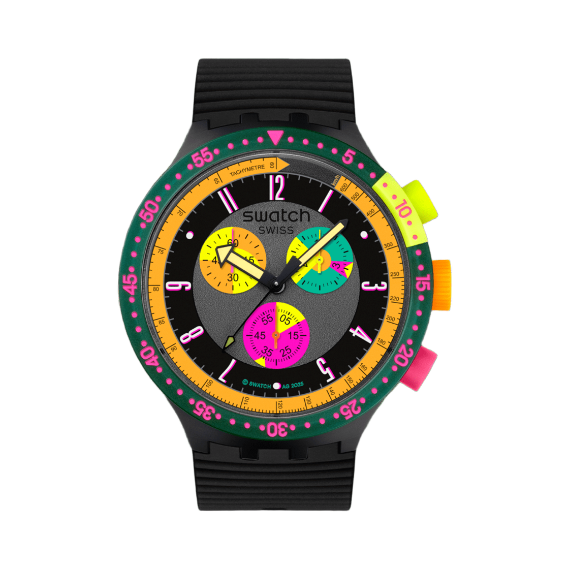 스와치 네온 세피아 47mm 쿼츠 매트 블랙(Swatch Neon Seppia 47mm Quartz Matte Black) - 1