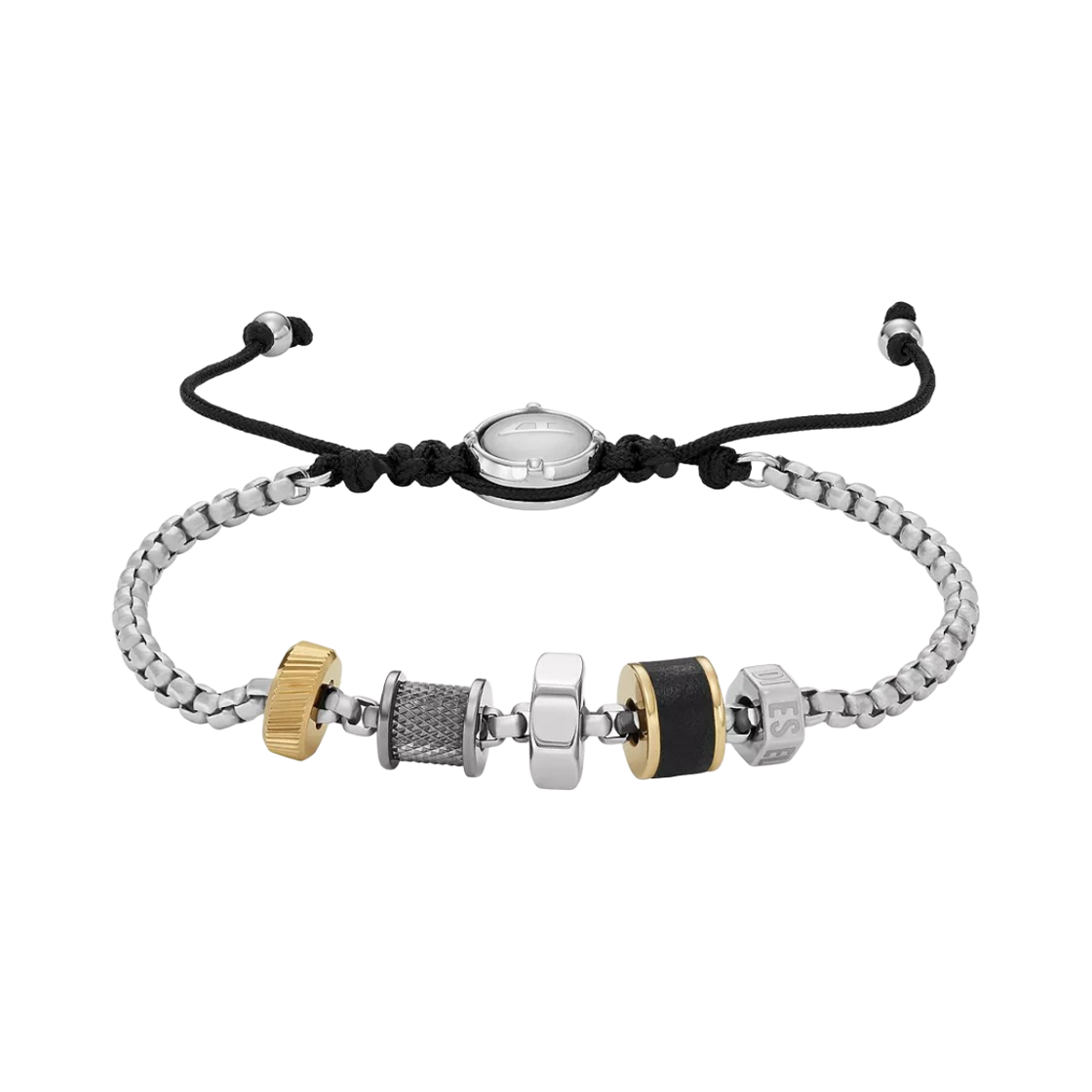 디젤 Dx1392040 스테인리스 스틸 체인 브레이슬릿 실버 블랙(Diesel Dx1392040 Stainless Steel Chain Bracelet Silver Black)