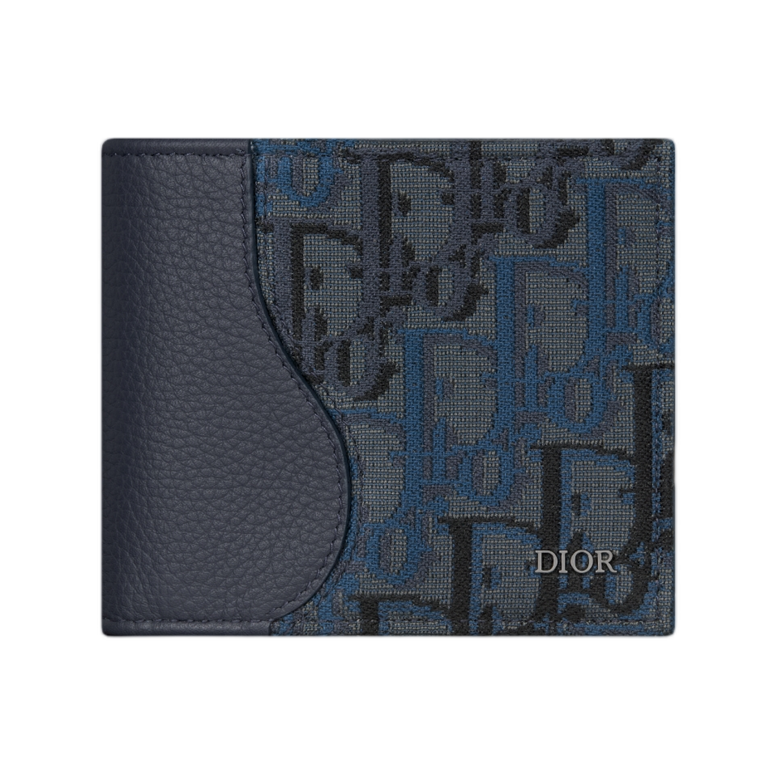 디올 새들 바이폴드 월렛 그레인드 카프스킨 & 디올 오블리크 트리오 자카드 마르퀘트리 딥 블루 딥 블루(Dior Saddle Bifold Wallet Grained Calfskin & Dior Oblique Trio Jacquard Marquetry Deep Blue Deep Blue) - 1
