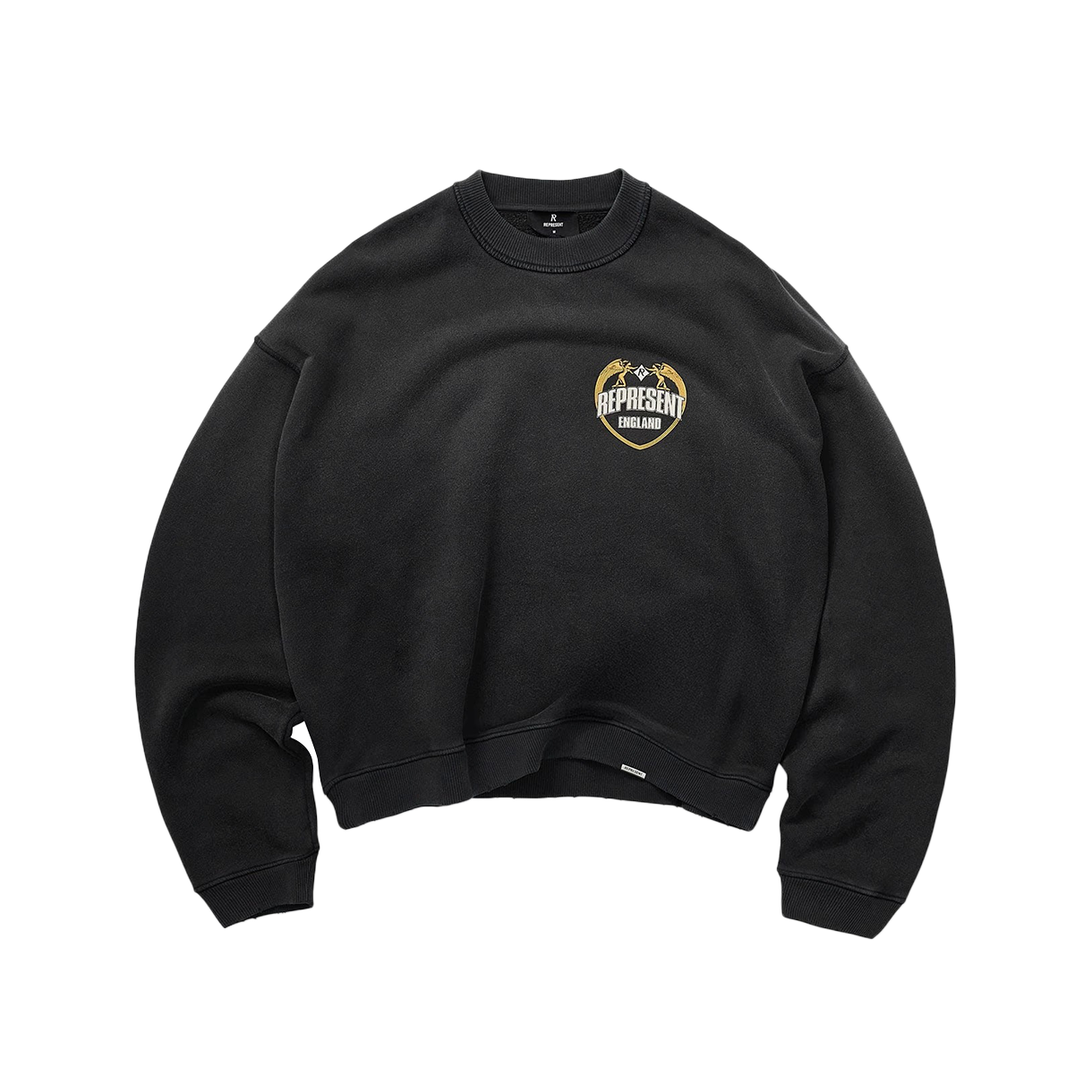 리프레젠트 엔젤 보더 스웨트셔츠 스테인드 블랙 - 25FW(Represent Angel Border Sweatshirt Stained Black - 25FW)