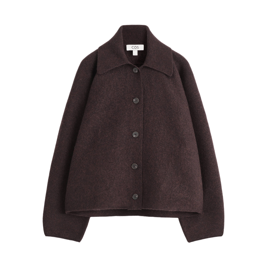 (W) 코스 스컬프티드 메리노 울 자켓 다크 브라운((W) COS Sculpted Merino Wool Jacket Dark Brown) - 1