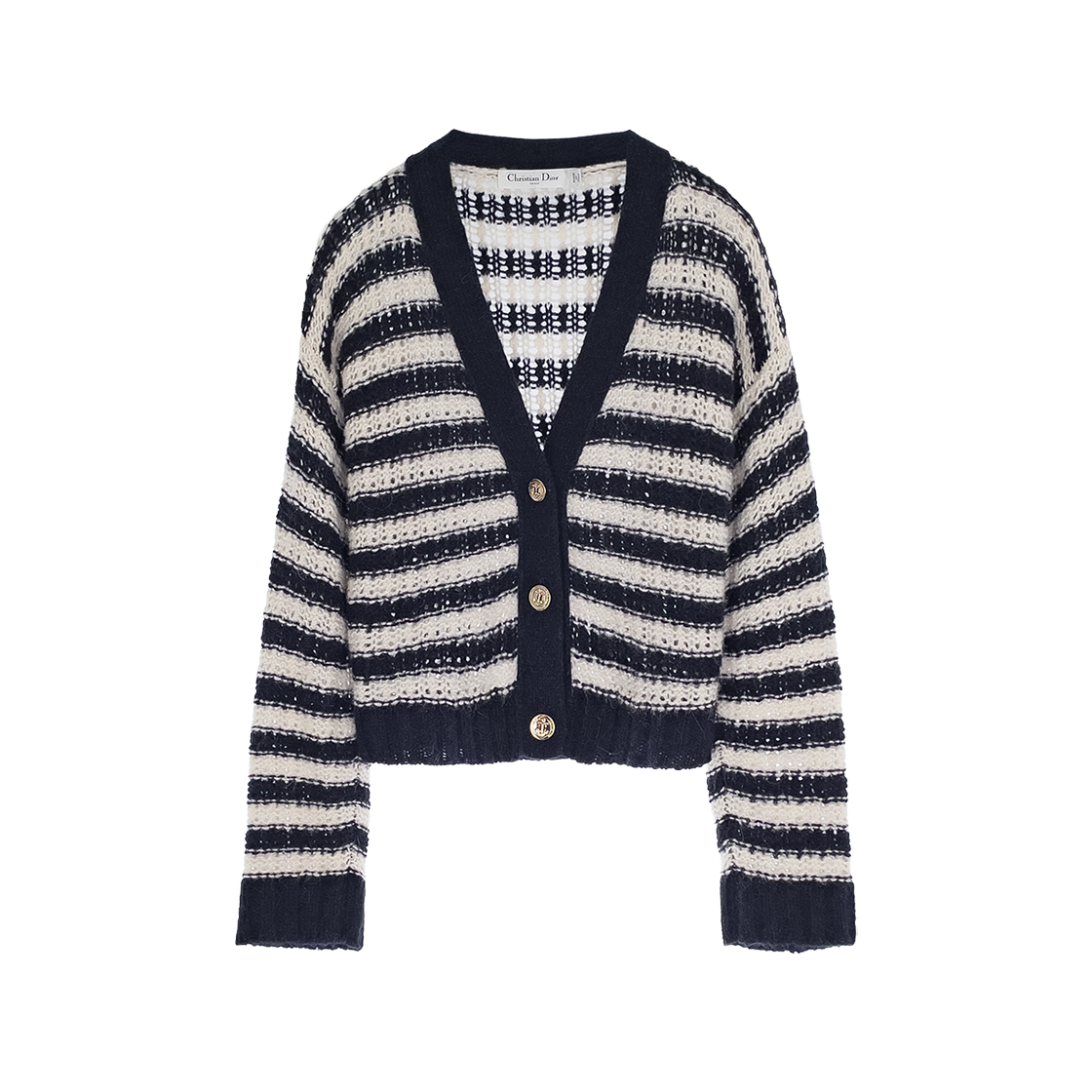IT9VI43JRRK2 Dior Alpaca Mariniere Cardigan 36 Navy/Ecru