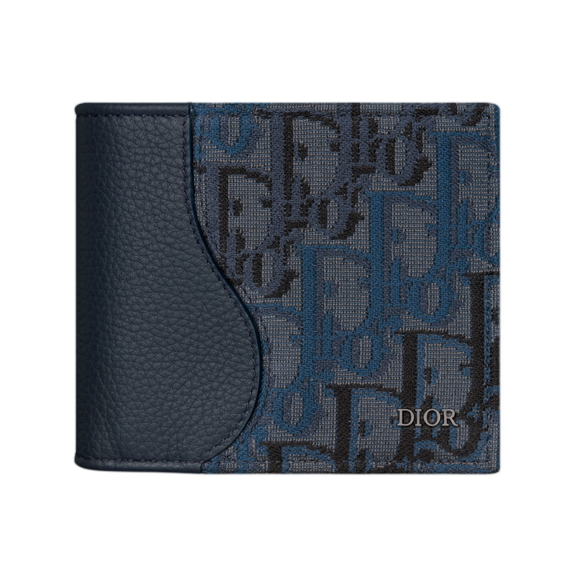 디올 새들 바이폴드 월렛 그레인드 카프스킨 & 디올 오블리크 트리오 자카드 마르퀘트리 딥 블루 딥 블루(Dior Saddle Bifold Wallet Grained Calfskin & Dior Oblique Trio Jacquard Marquetry Deep Blue Deep Blue)