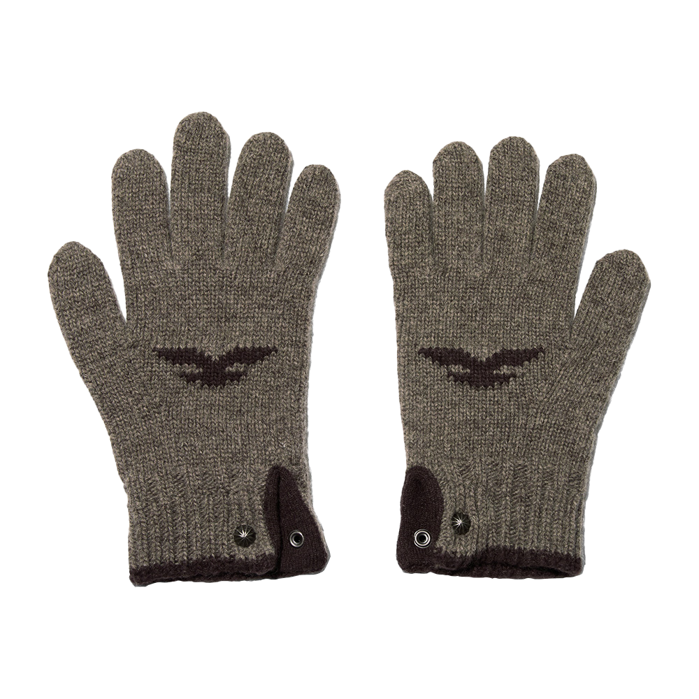 O25WWAC014CH OGARP Concho Snap Knit Gloves Charcoal