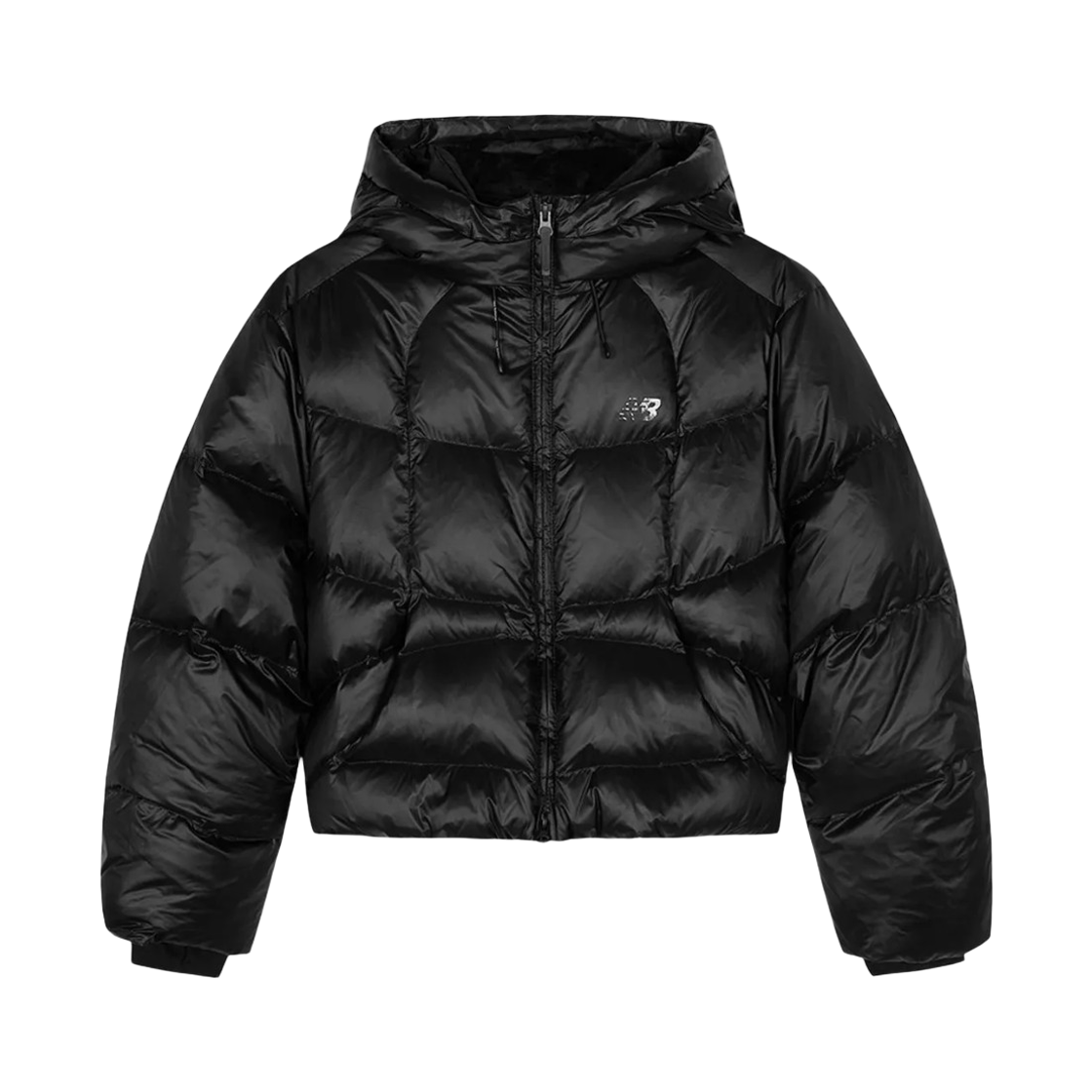 NBNPF4W072-G2 (W) New Balance Flying Hooded Short Down Jacket Glossy Black