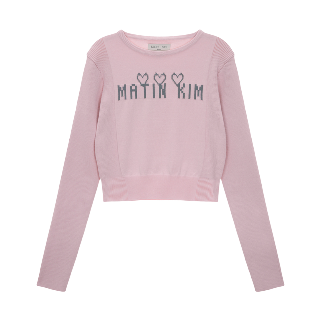 MK2477PO021MLP (W) Matin Kim Logo Point Jacquard Knit Crop Top Light Pink