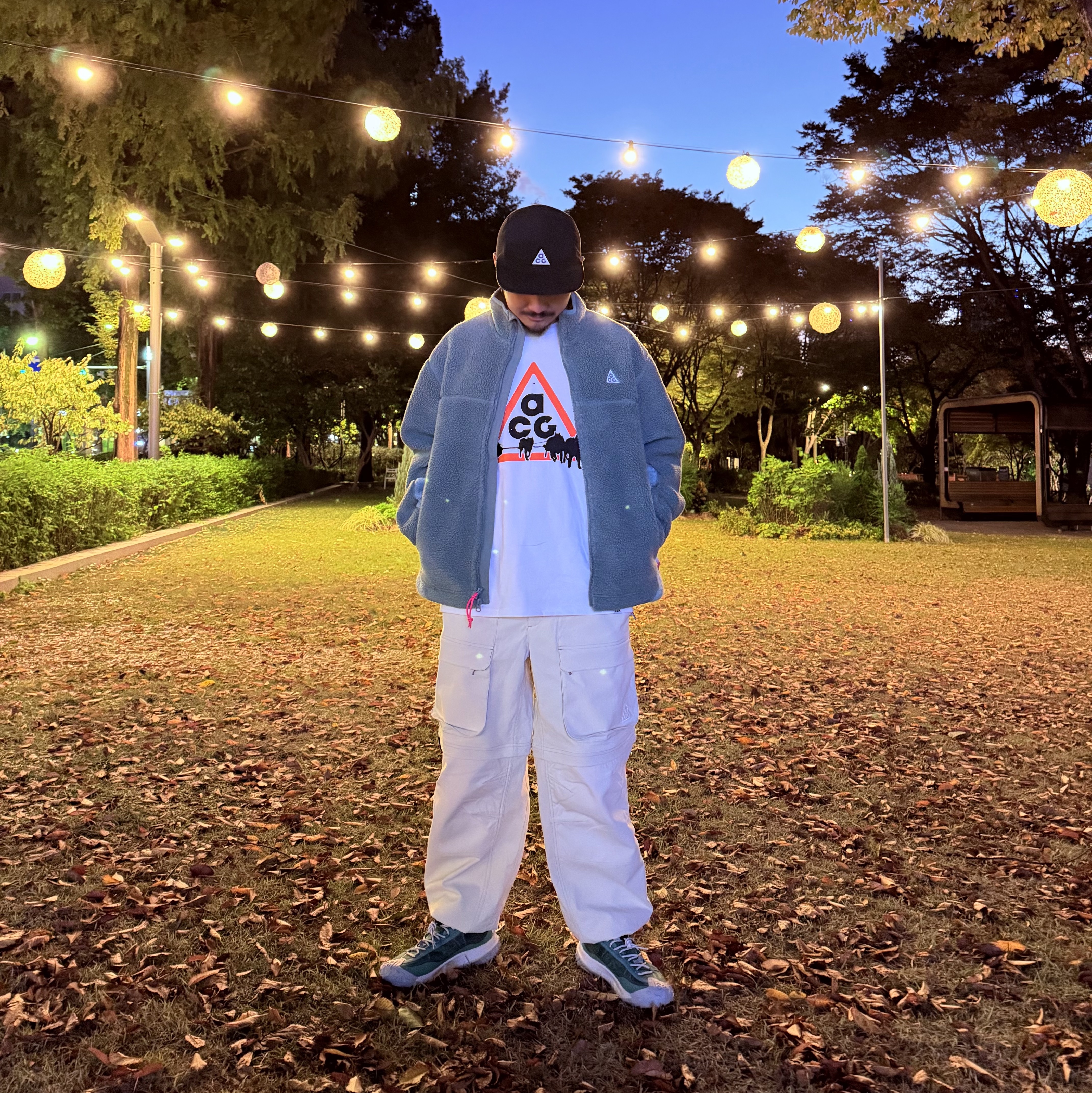 Nike ACG Mountain Fly 2 Low Bicoastal Vintage Green, Nike ACG Dri-Fit Dog Sled T-Shirt Summit White - Asia 착용 스타일 - 1