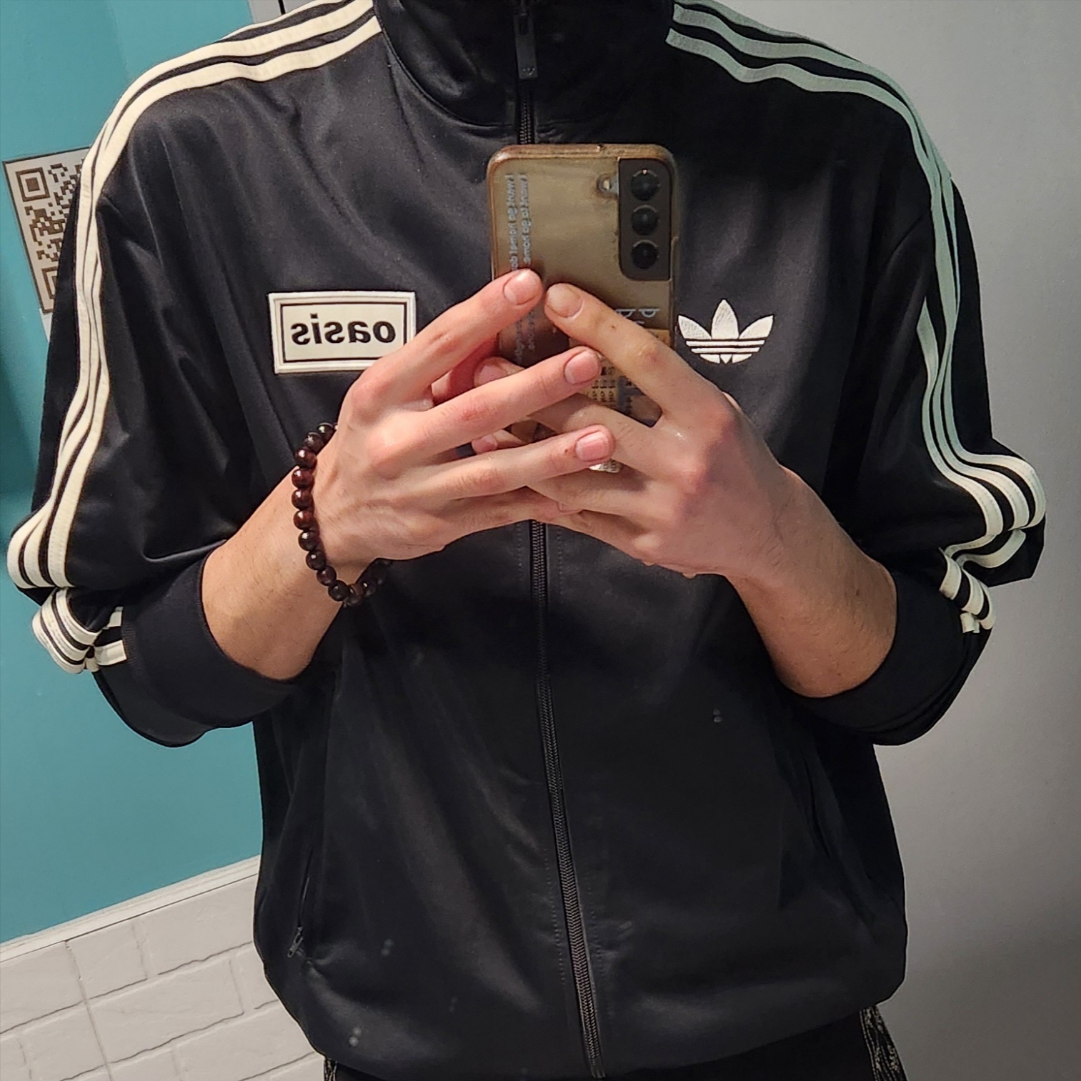 Adidas x Oasis Tour Firebird Track Top Black - US Sizing 착용 스타일 - 2