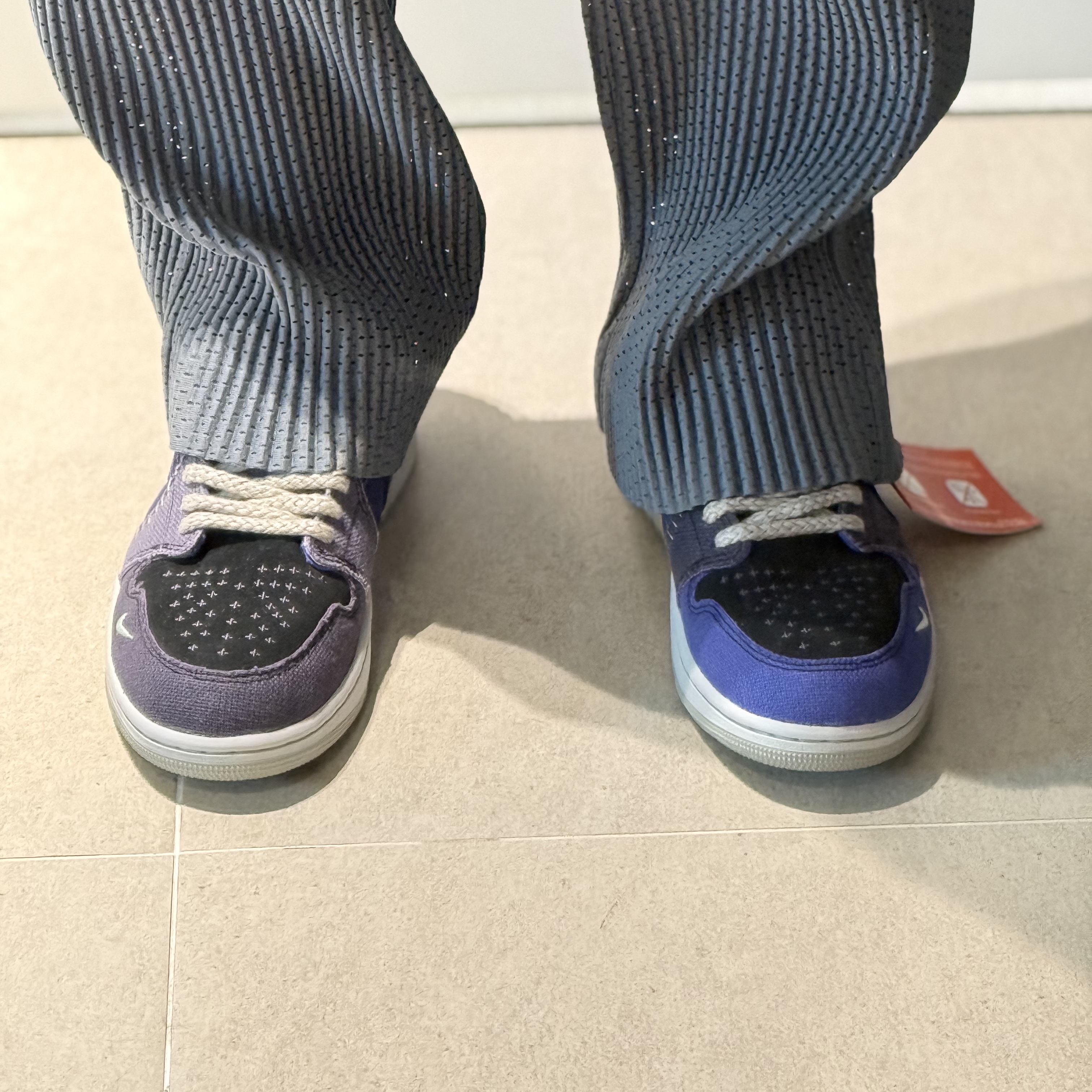 Jordan 1 x Zion Williamson Retro Low OG Regency Purple and Dark Raisin, Homme Plisse Issey Miyake Compleat Trousers Dark Green 착용 스타일 - 2