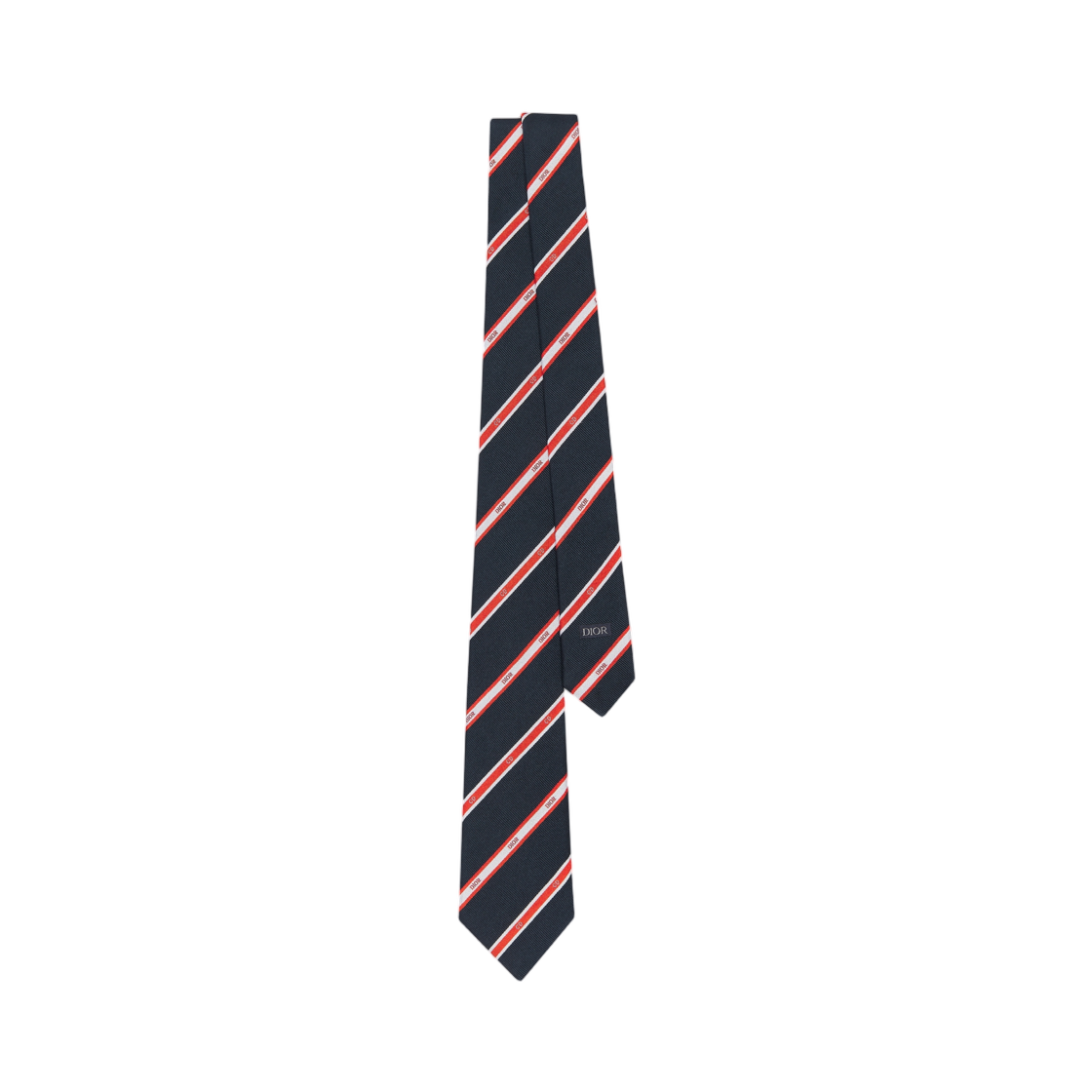 61C1047B6020-C583 Dior Club Tie Striped Silk Navy Blue Red White