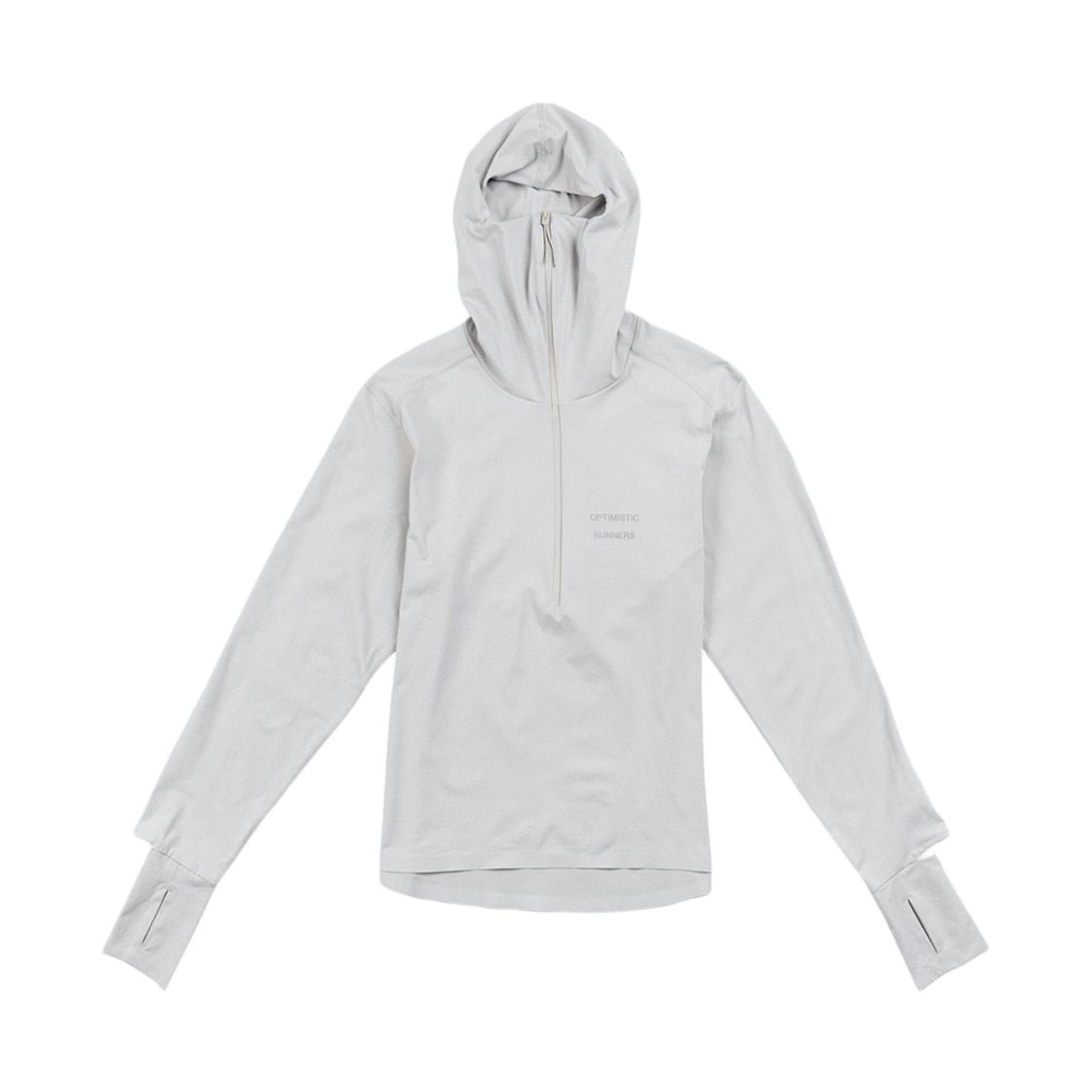 - Optimistic Runners Balaclava Hoodie Light Grey