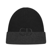 Dior CD Icon Beanie Virgin Wool Knit Black Deep Gray