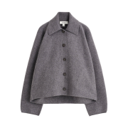(W) COS Sculpted Merino Wool Jacket Grey Melange