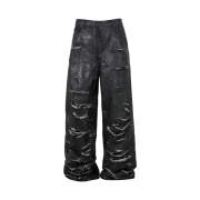 emostanceclub Multi Distressed Coating Jeans Black