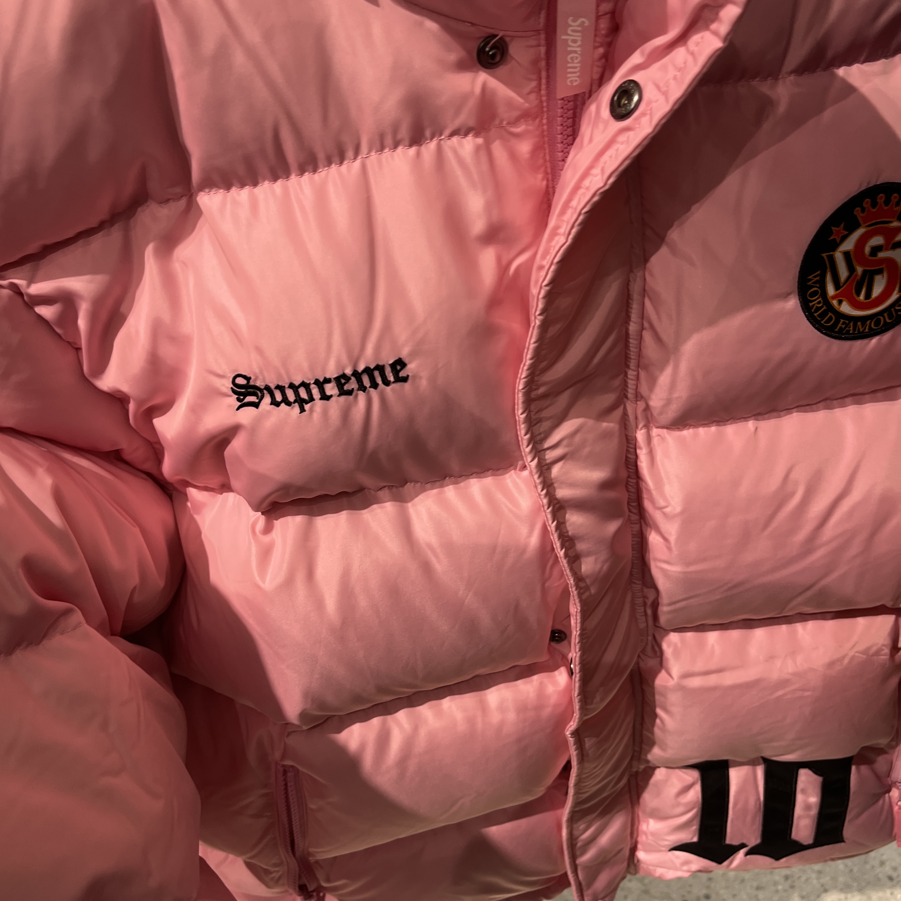 Supreme x Umbro Down Puffer Jacket Pink - 25FW 착용 스타일