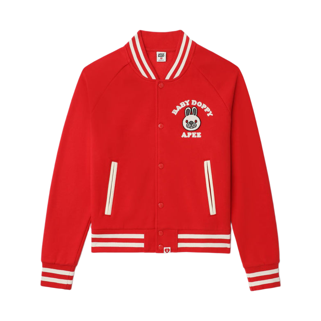 (W) 베이프 베이비 도피 베이스볼 자켓 레드((W) BAPE Baby Doppy Baseball Jacket Red) - 1